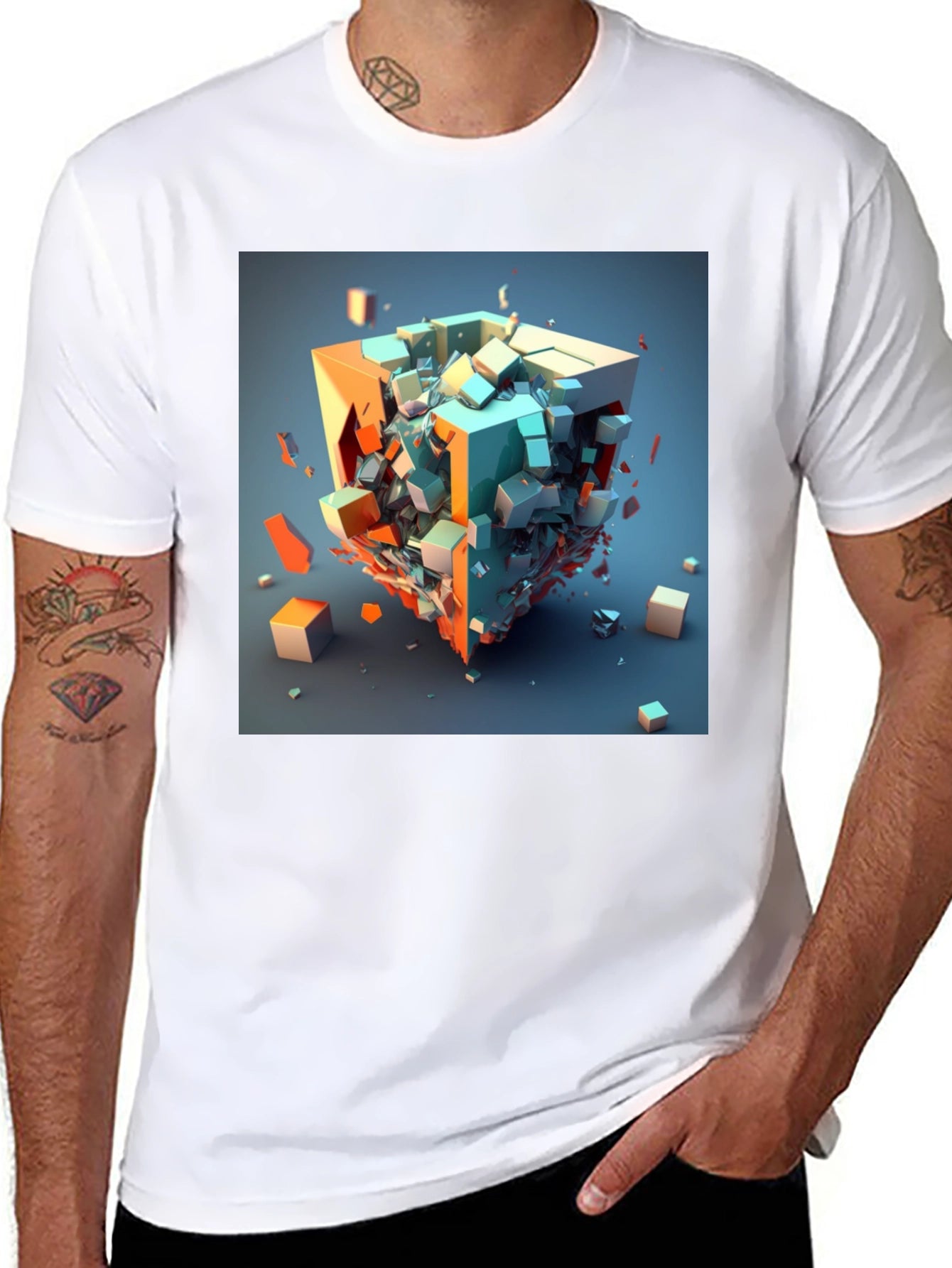 Abstract Cube Graphic Tee - Modern Art Shirt
