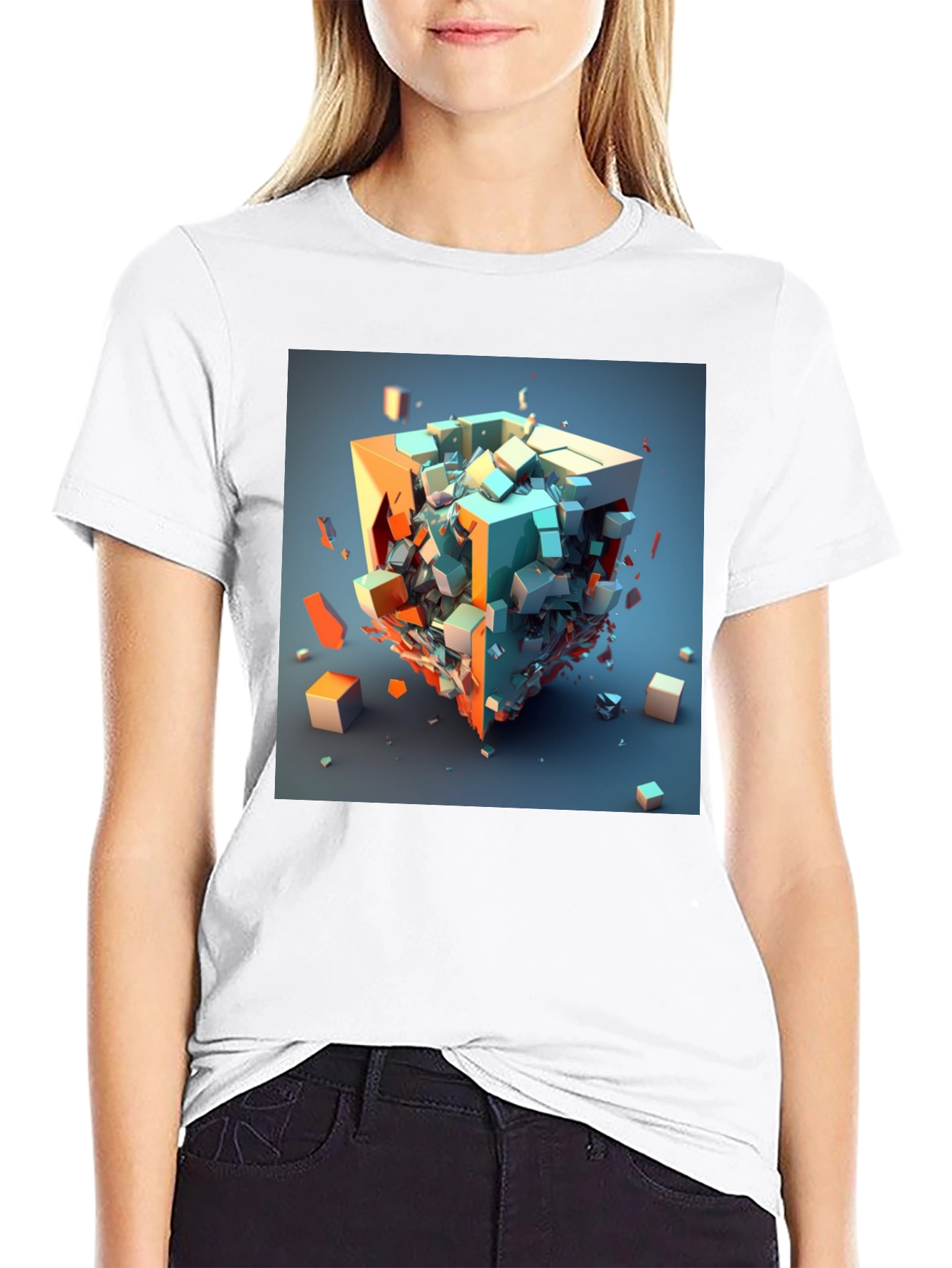 Abstract Cube Graphic Tee - Modern Art Shirt