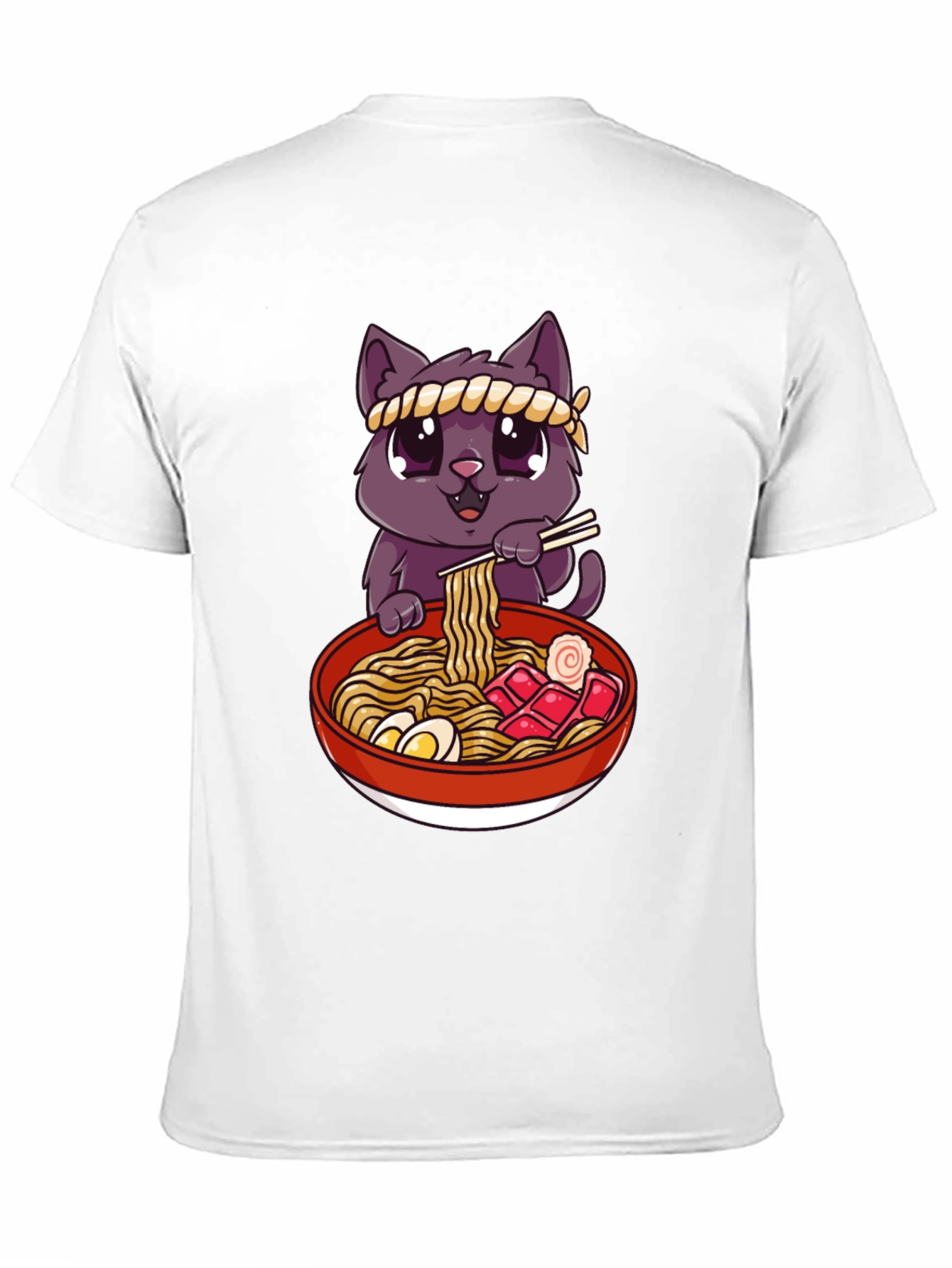 Cute Cat Ramen Bowl Graphic T-Shirt