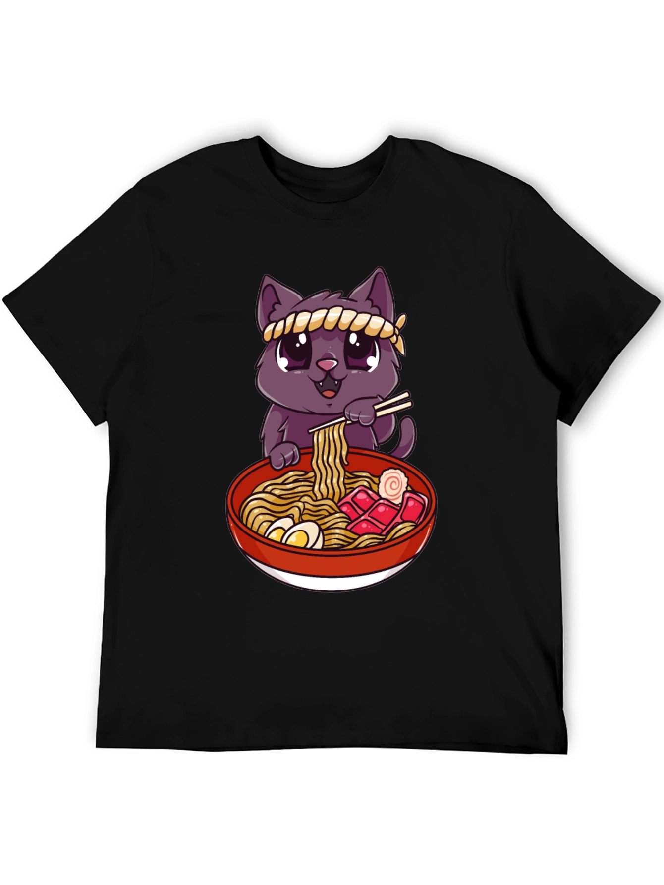 Cute Cat Ramen Bowl Graphic T-Shirt
