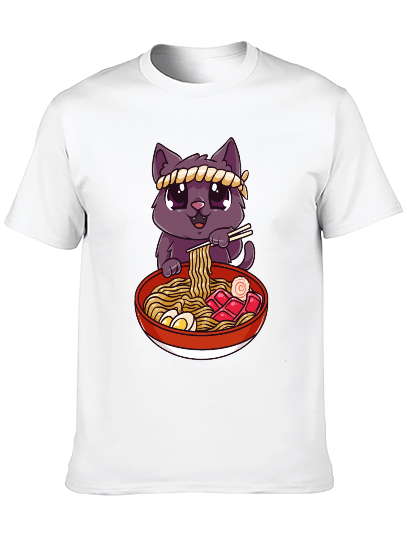 Cute Cat Ramen Bowl Graphic T-Shirt