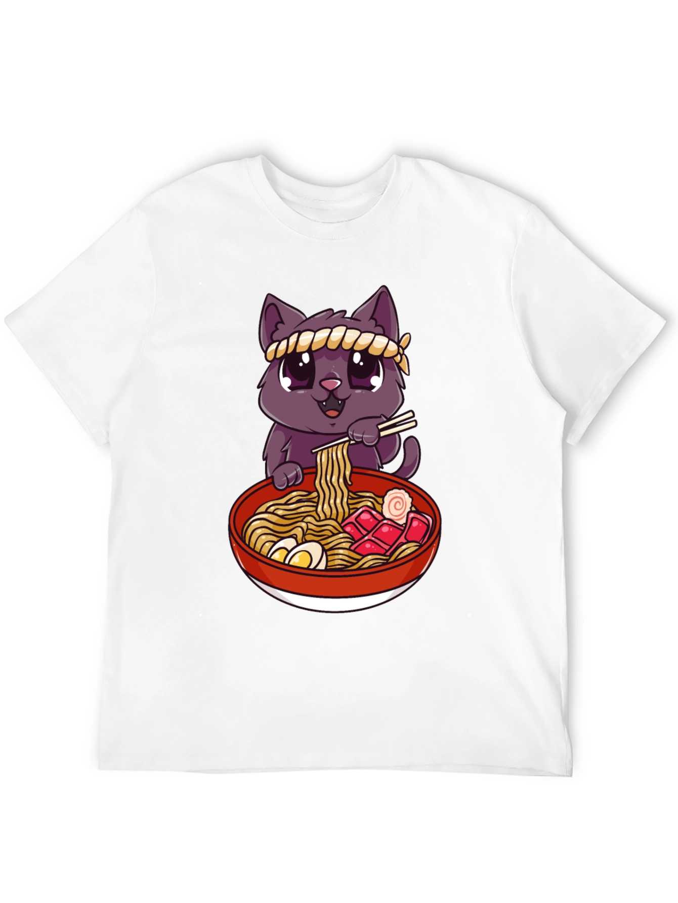Cute Cat Ramen Bowl Graphic T-Shirt