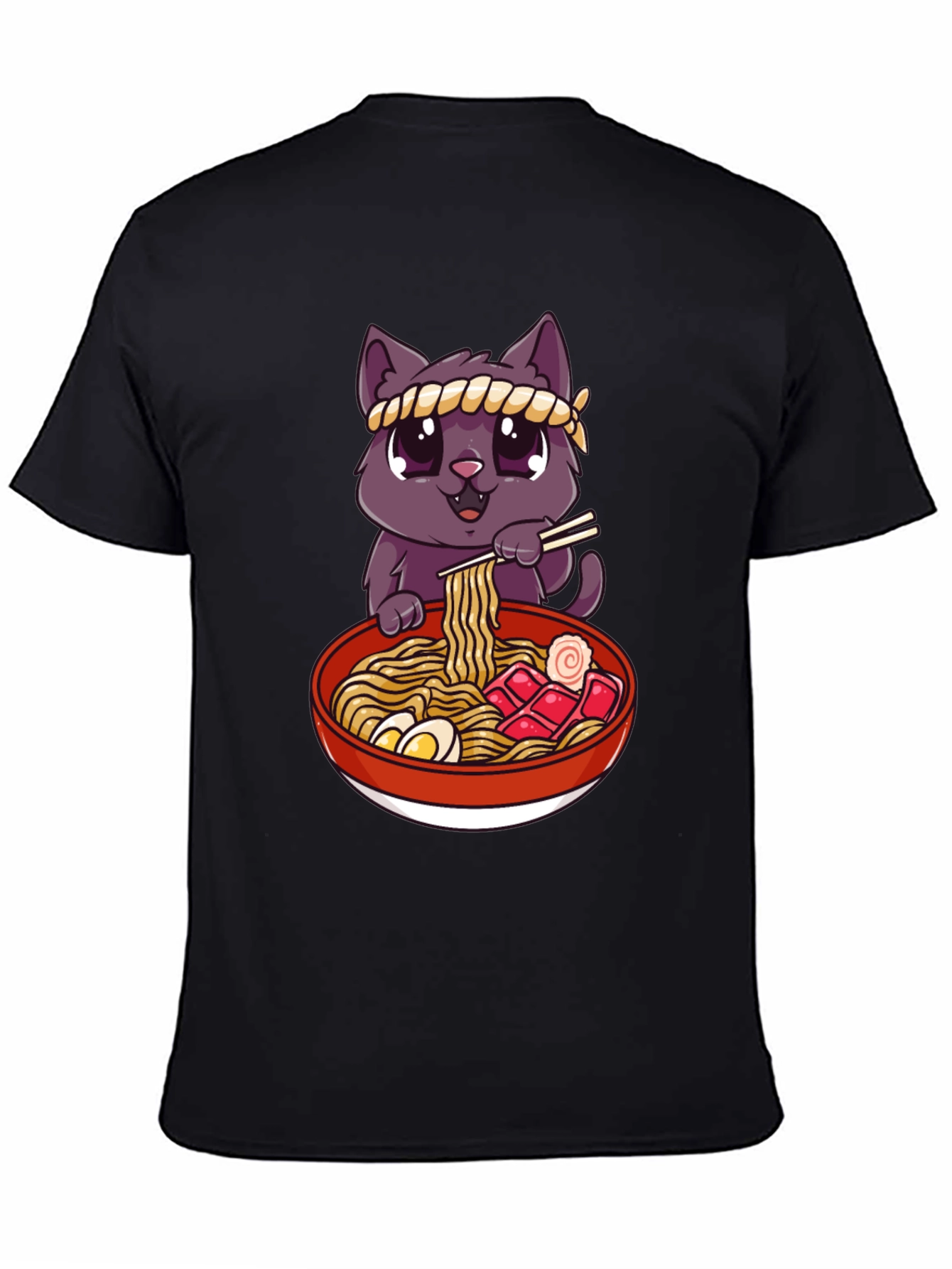 Cute Cat Ramen Bowl Graphic T-Shirt