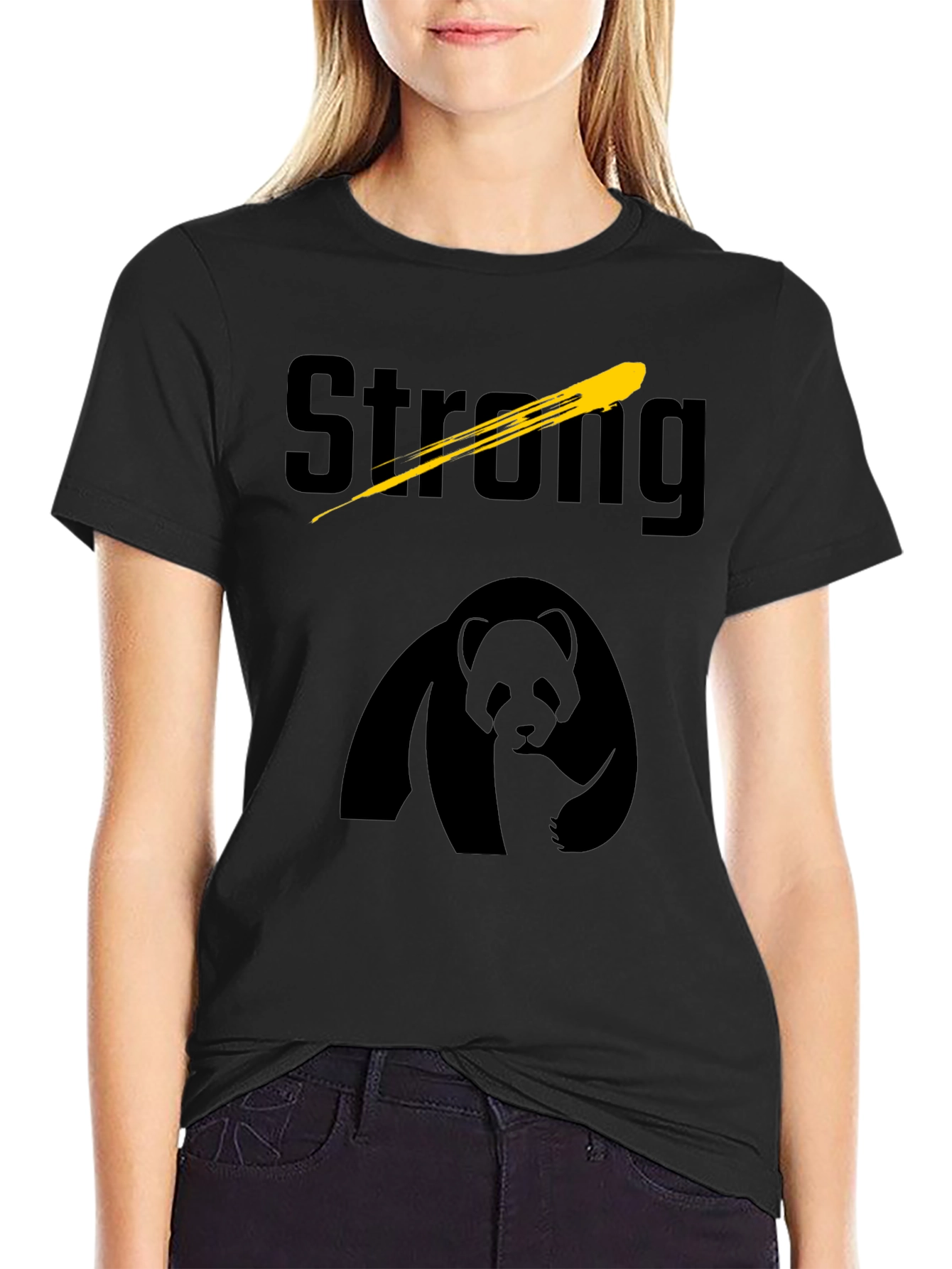 Strong Panda Graphic T-Shirt - Black