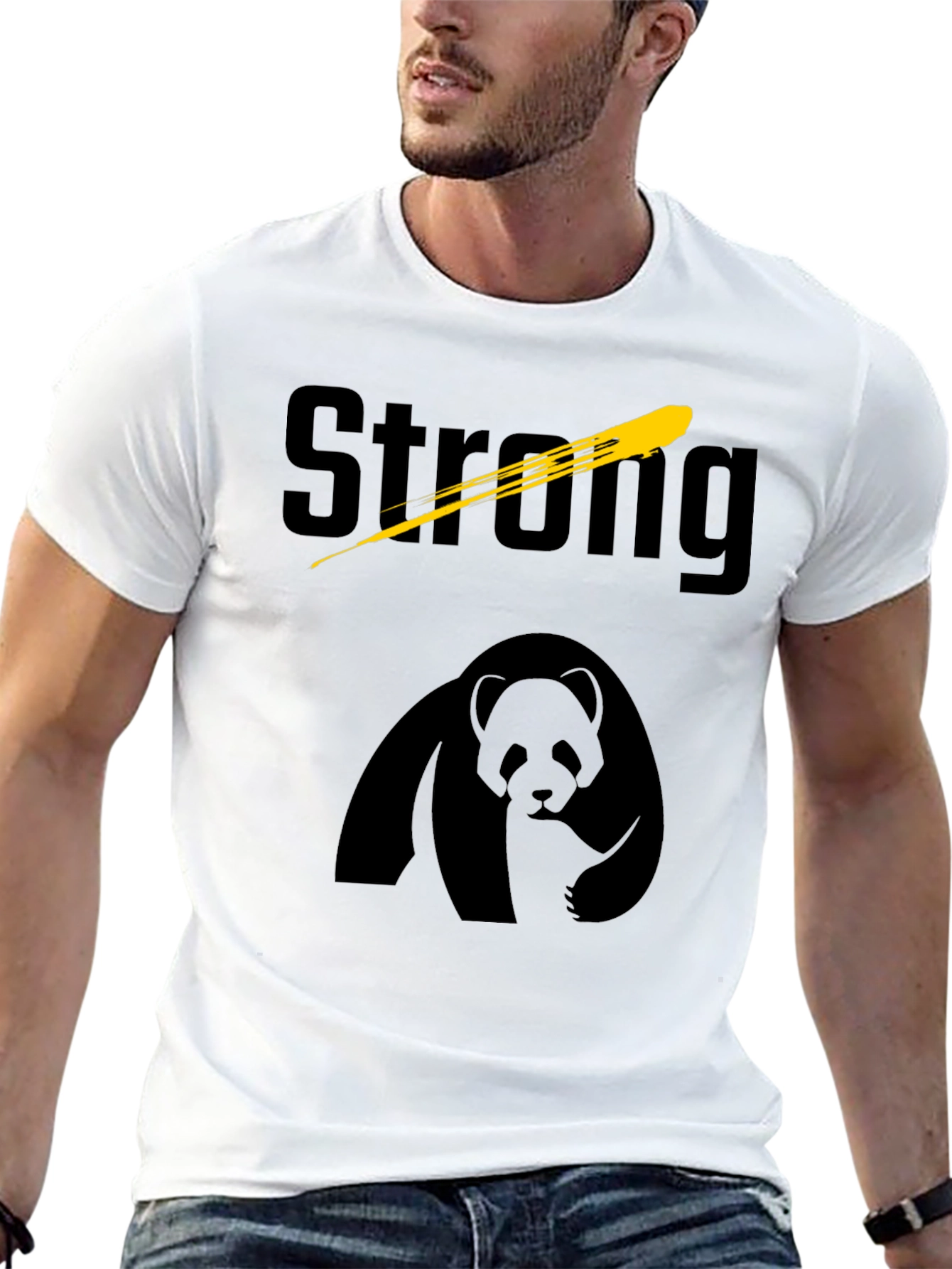 Strong Panda Graphic T-Shirt - Black