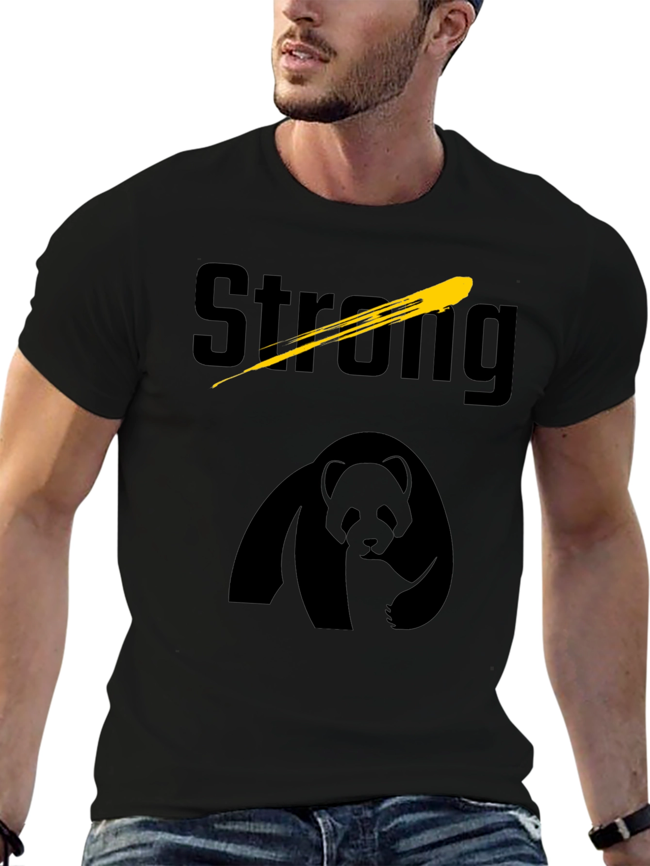 Strong Panda Graphic T-Shirt - Black