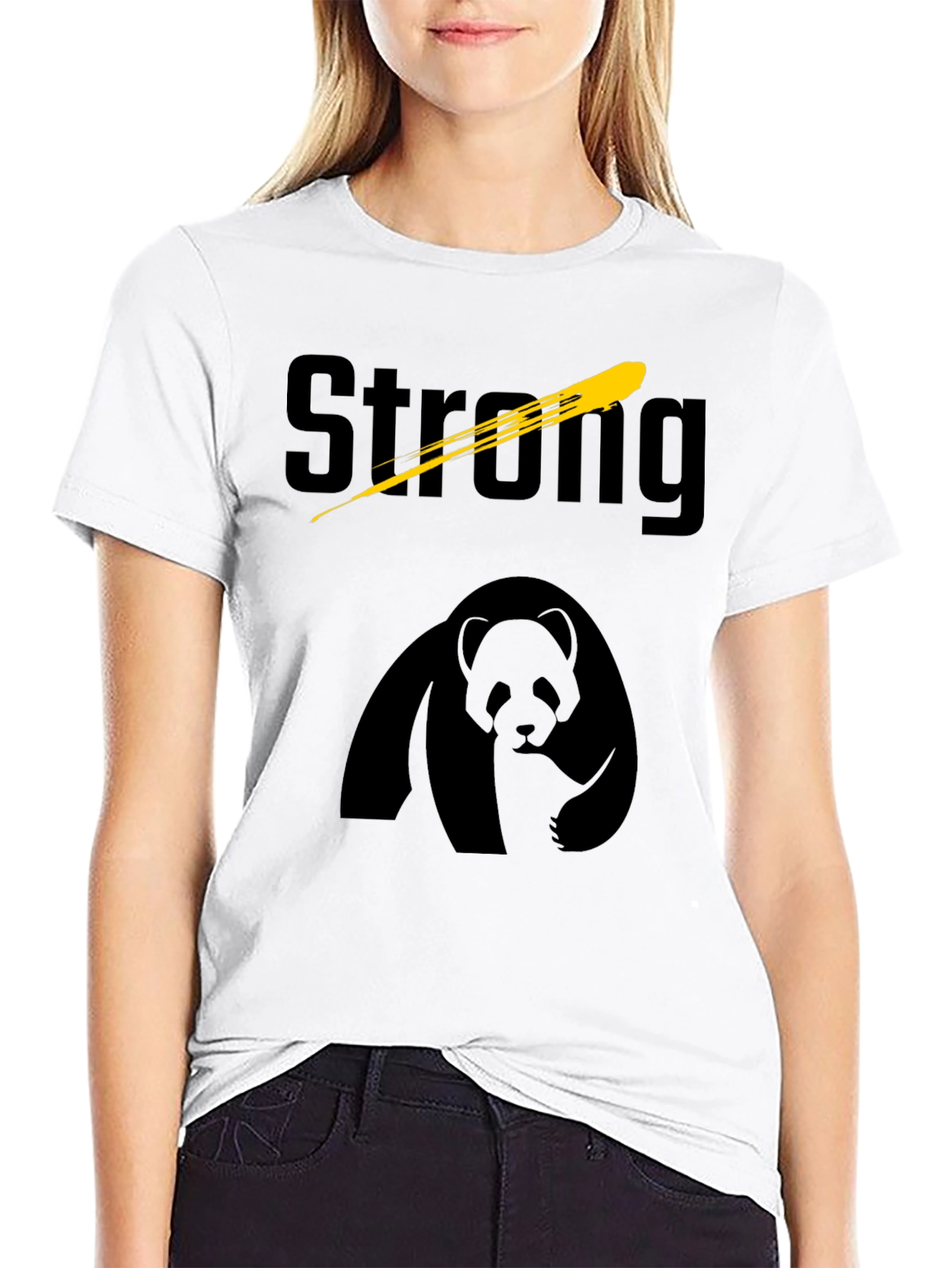 Strong Panda Graphic T-Shirt - Black