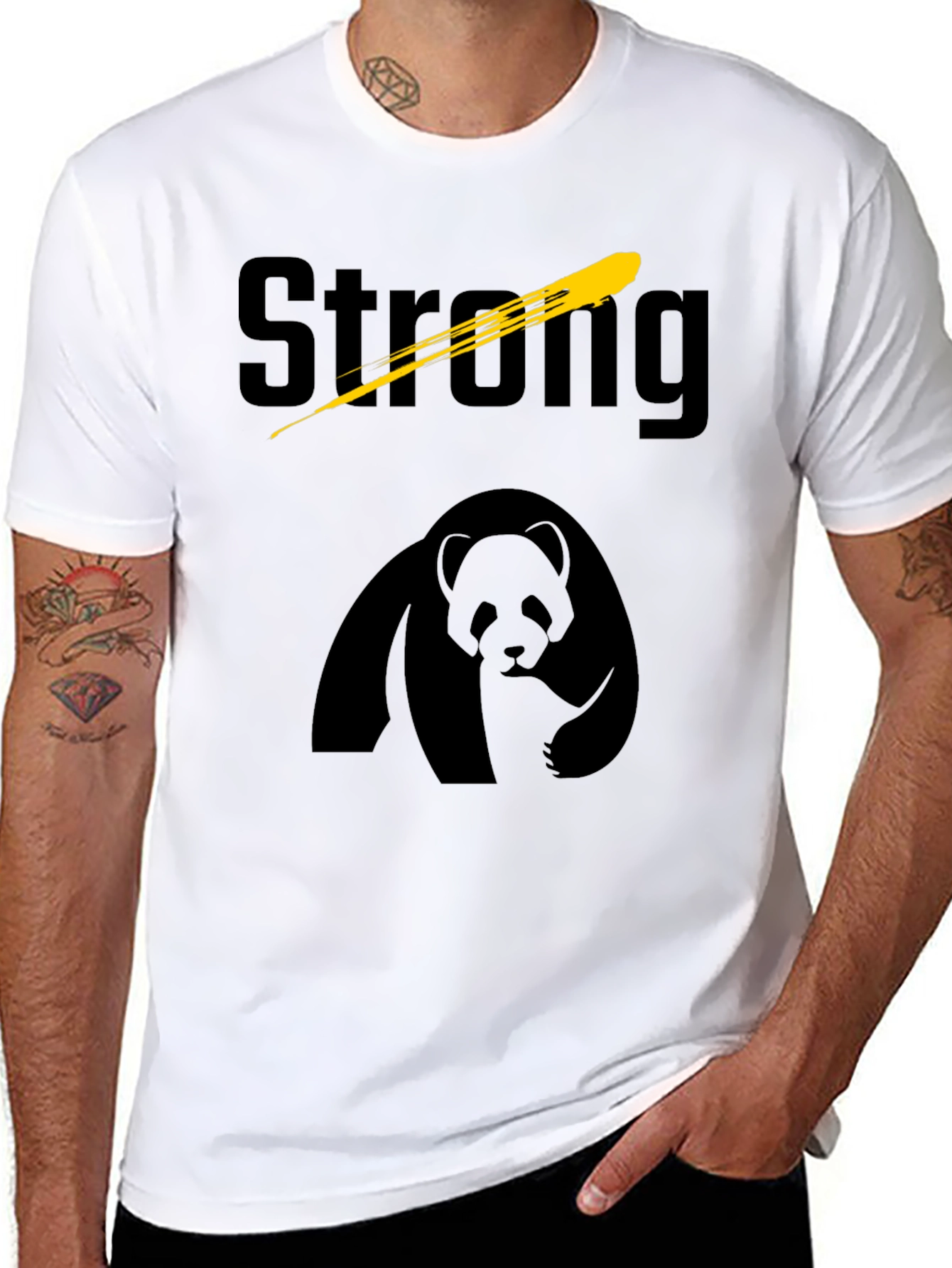 Strong Panda Graphic T-Shirt - Black