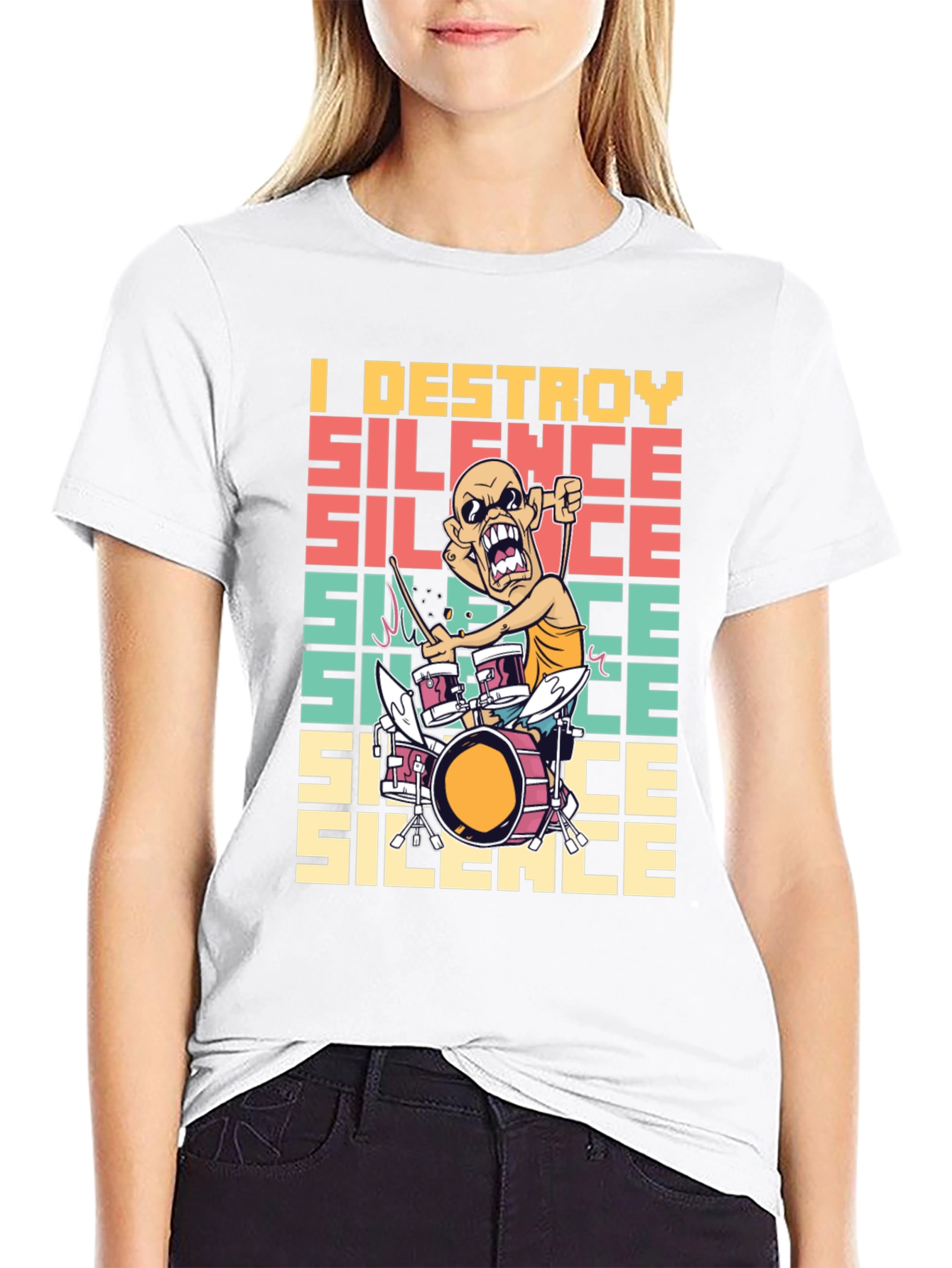 I Destroy Silence T-Shirt - Funny Drummer Tee