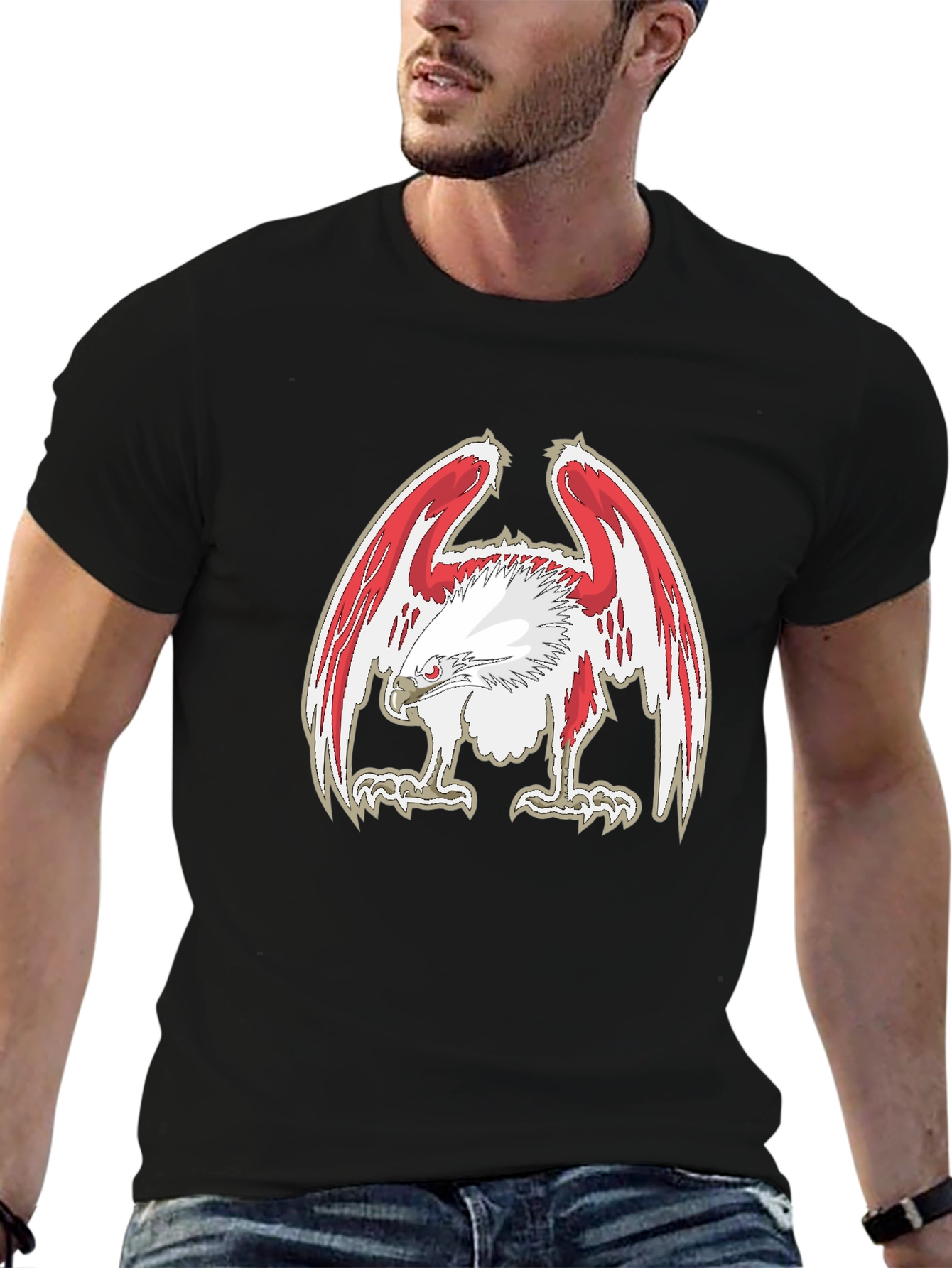 Eagle Graphic Print Black Tee