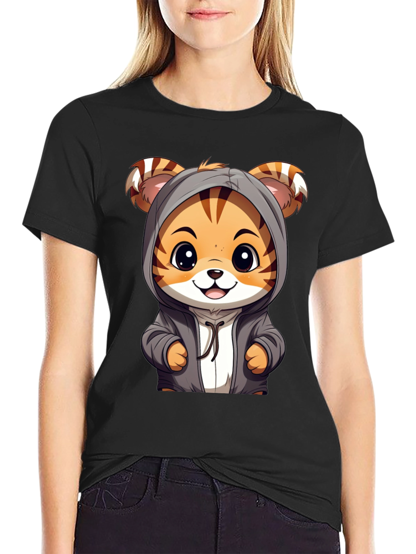 Cute Tiger Hoodie Graphic T-Shirt