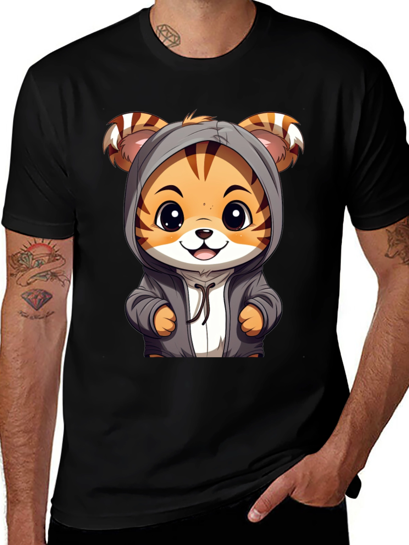 Cute Tiger Hoodie Graphic T-Shirt