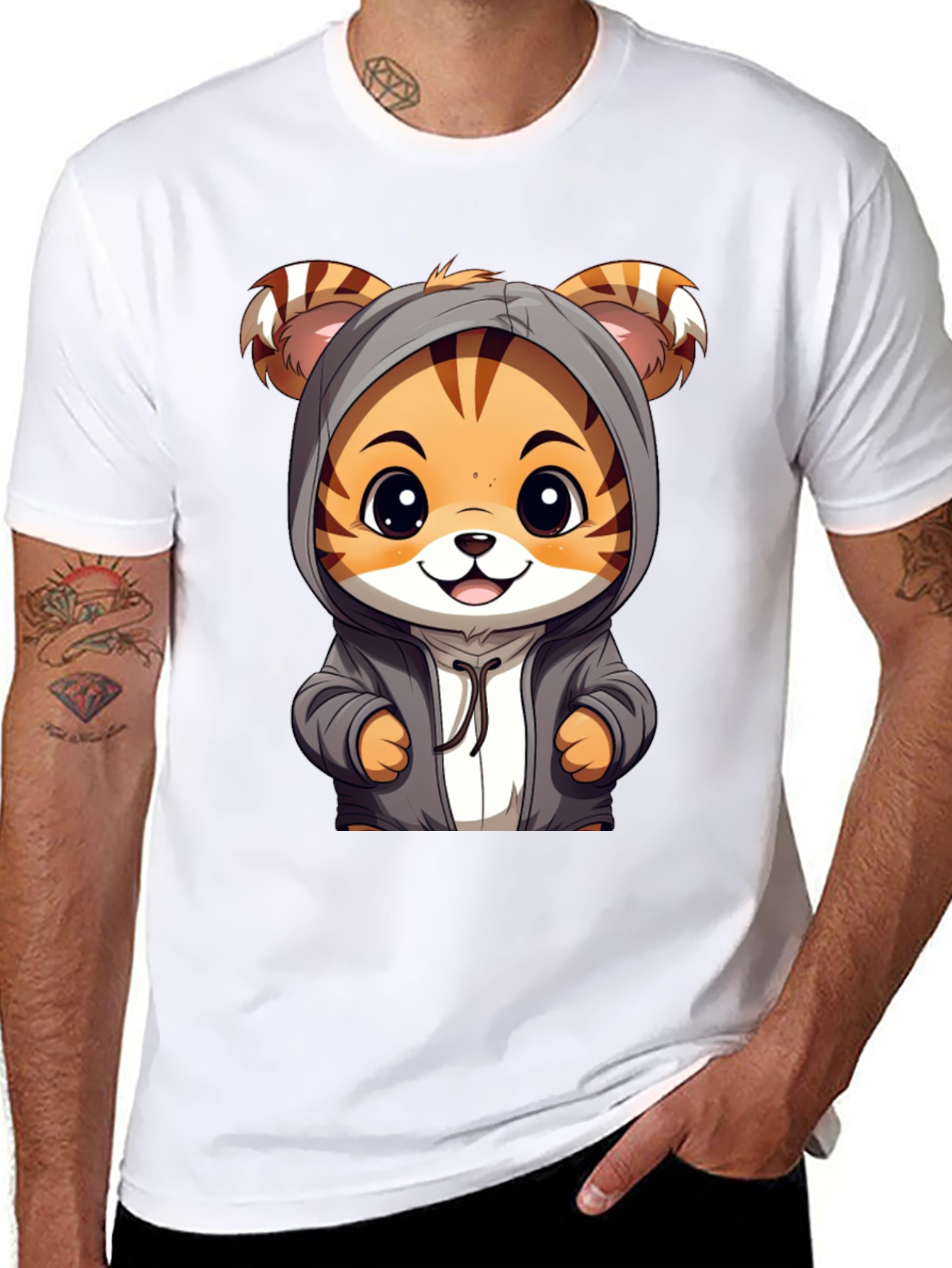 Cute Tiger Hoodie Graphic T-Shirt