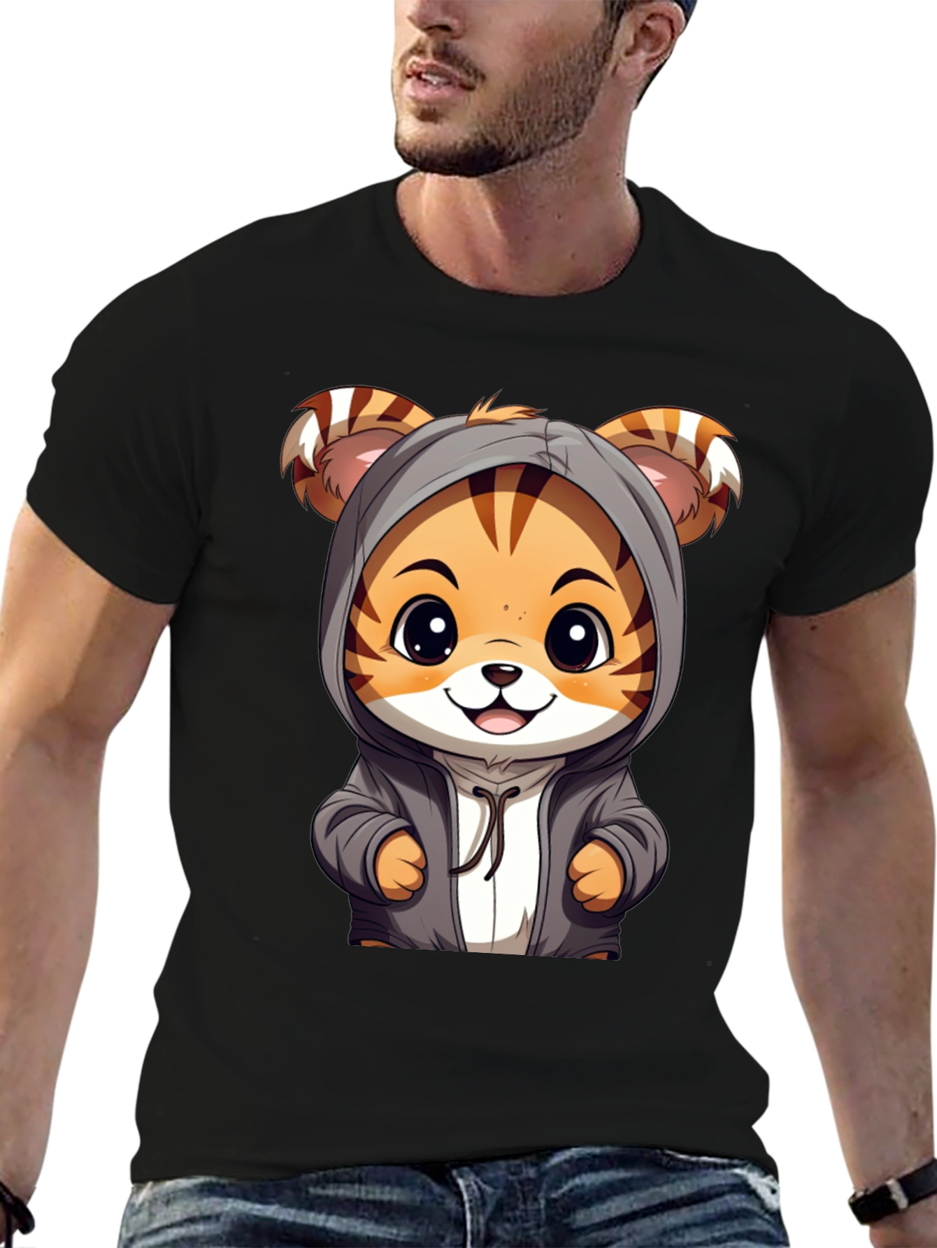 Cute Tiger Hoodie Graphic T-Shirt