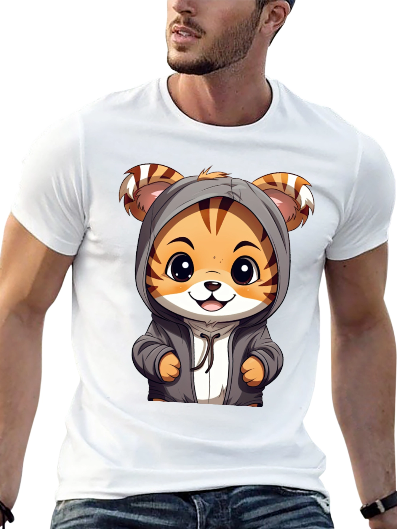Cute Tiger Hoodie Graphic T-Shirt