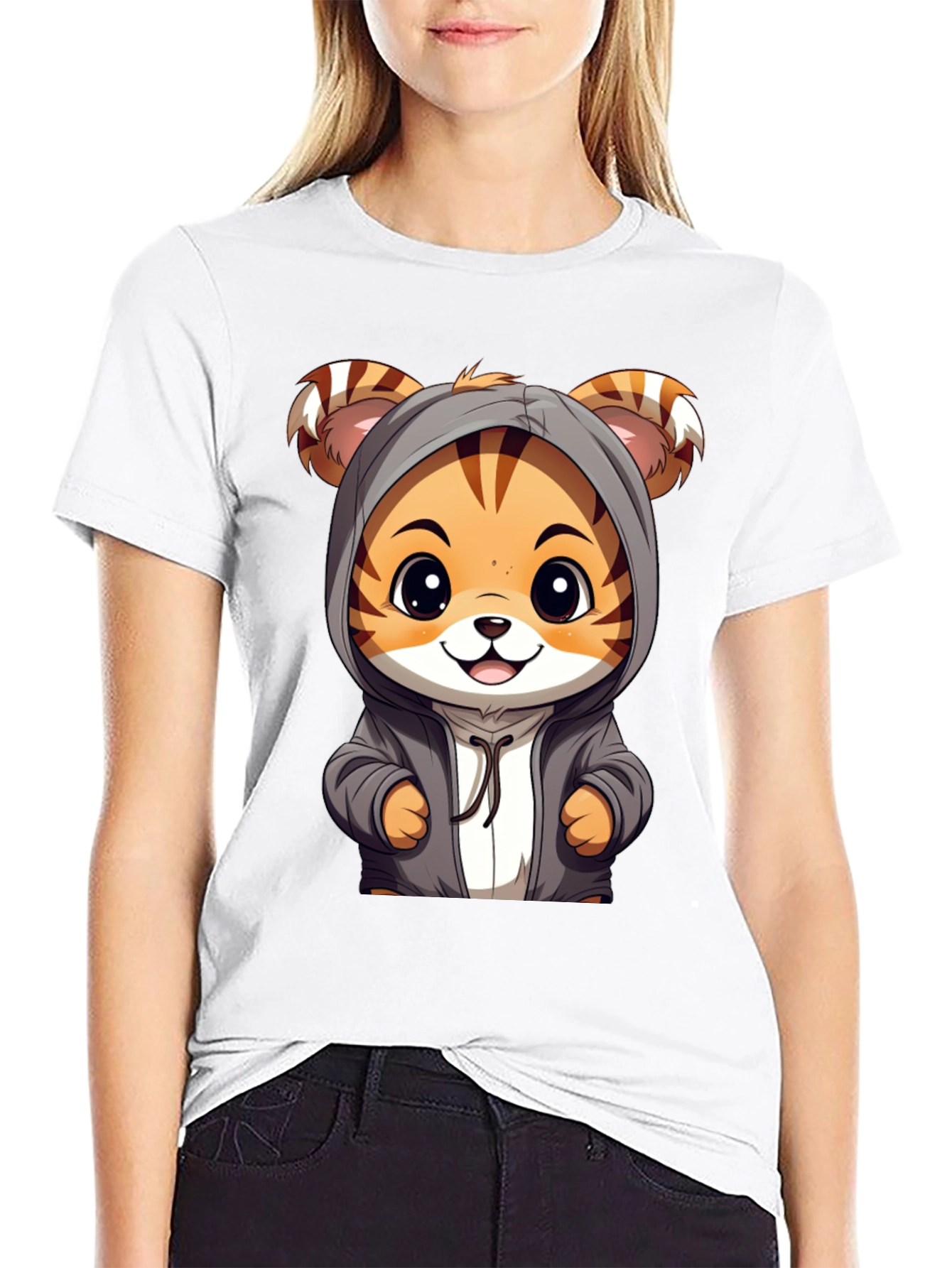 Cute Tiger Hoodie Graphic T-Shirt