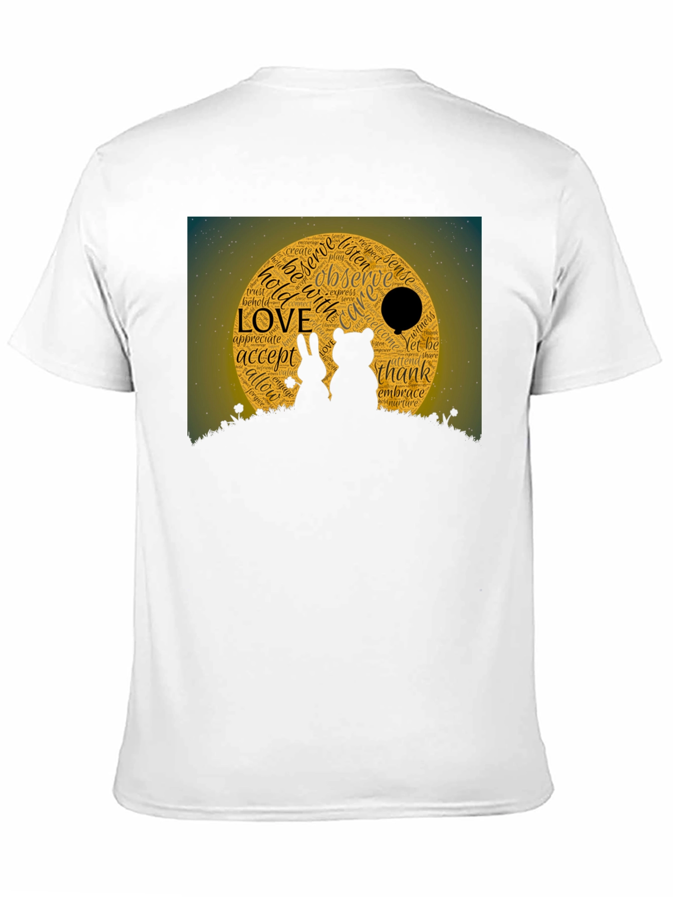 Love Word Cloud T-Shirt: Bear & Rabbit Design