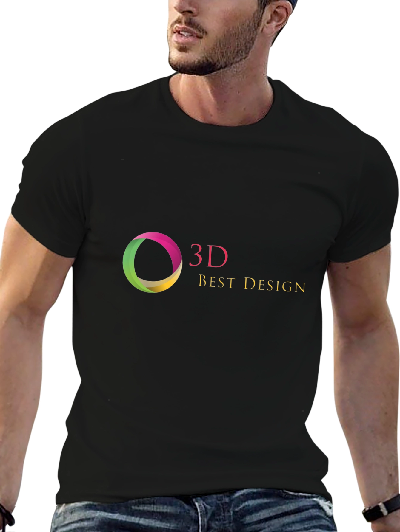Mens Black Graphic T-Shirt - 3D Best Design