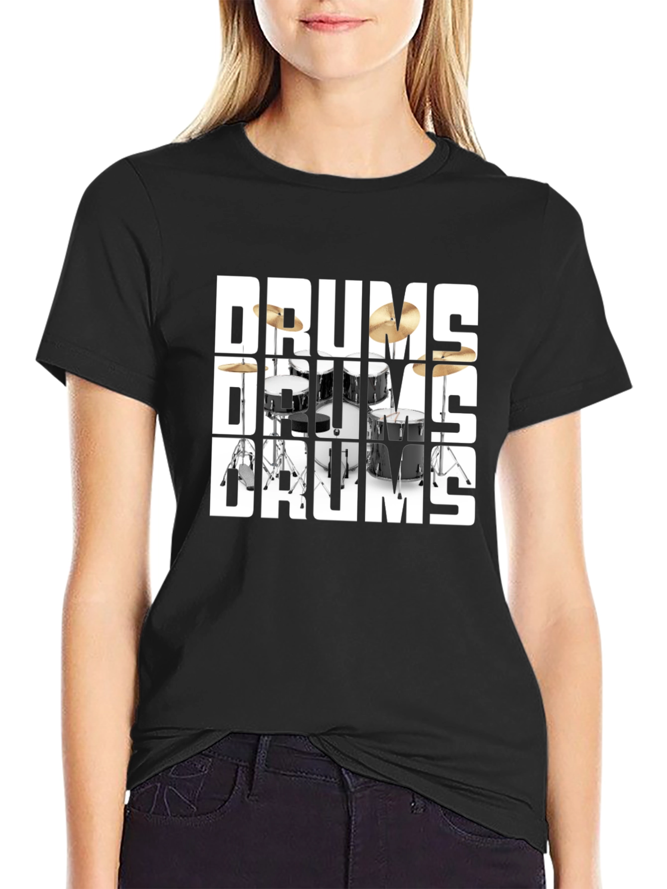 Drums Graphic T-Shirt - Black Cotton Tee
