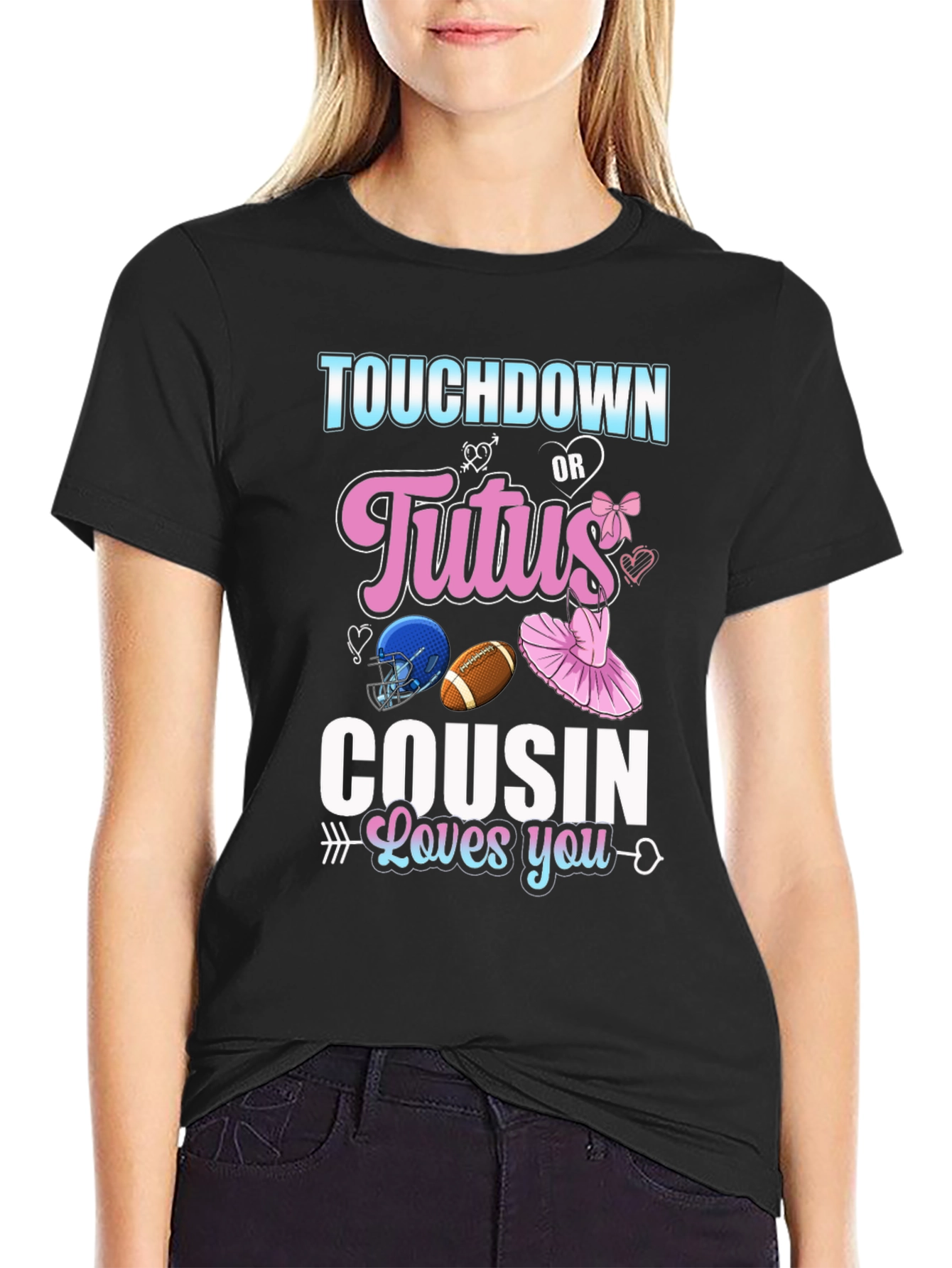 Touchdown or Tutus Cousin Gender Reveal T-Shirt