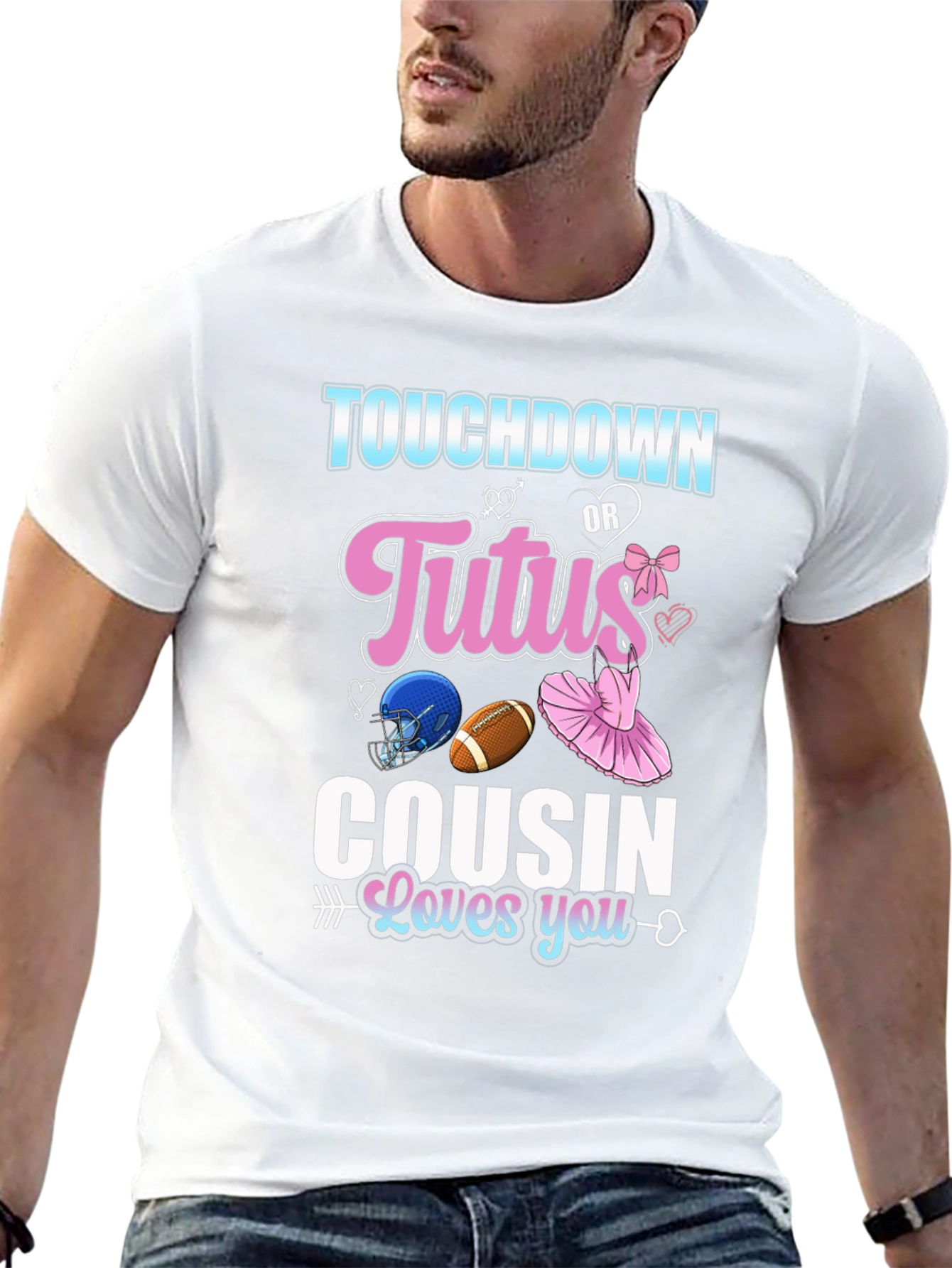 Touchdown or Tutus Cousin Gender Reveal T-Shirt