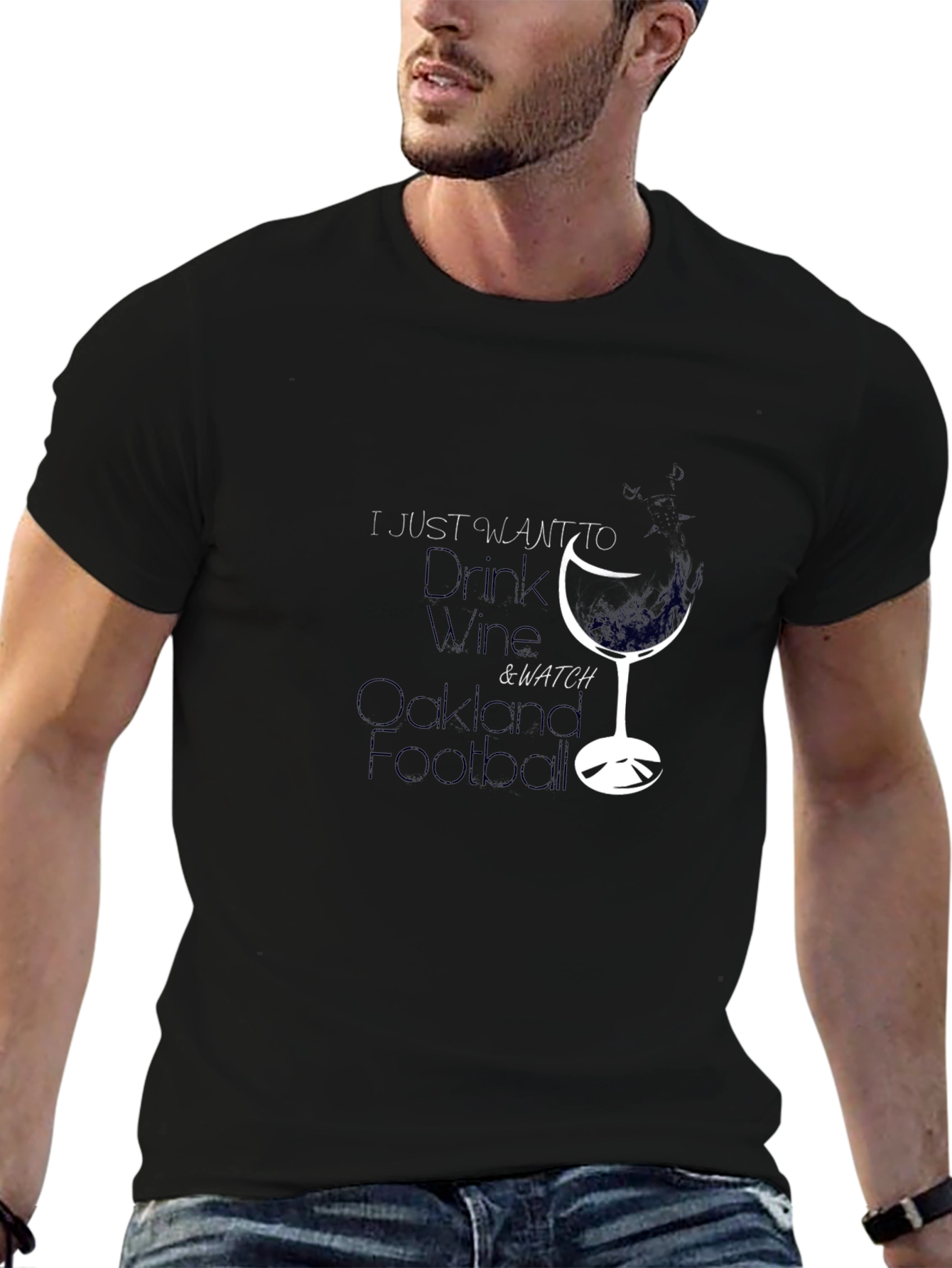 Wine & Football Black T-Shirt
