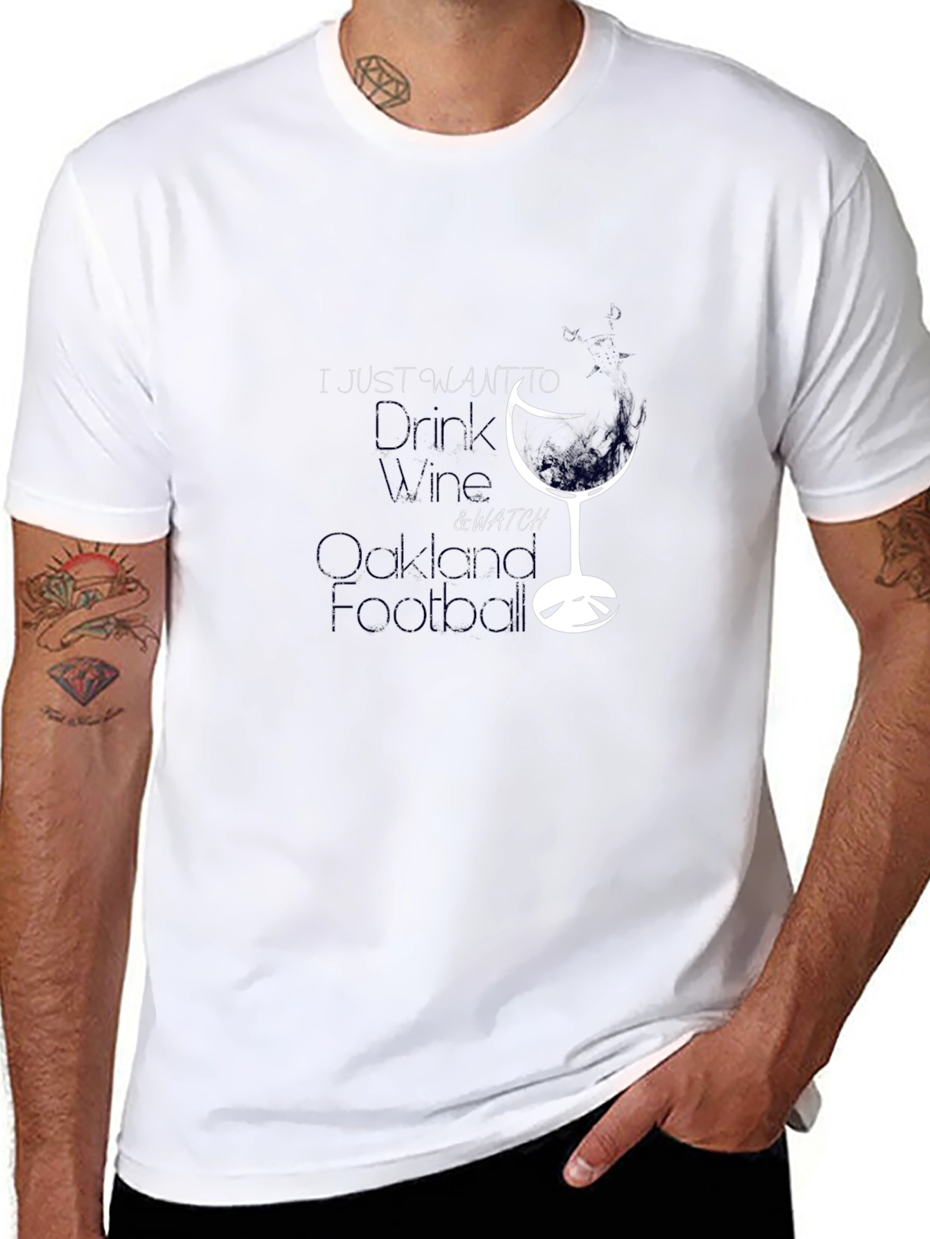 Wine & Football Black T-Shirt