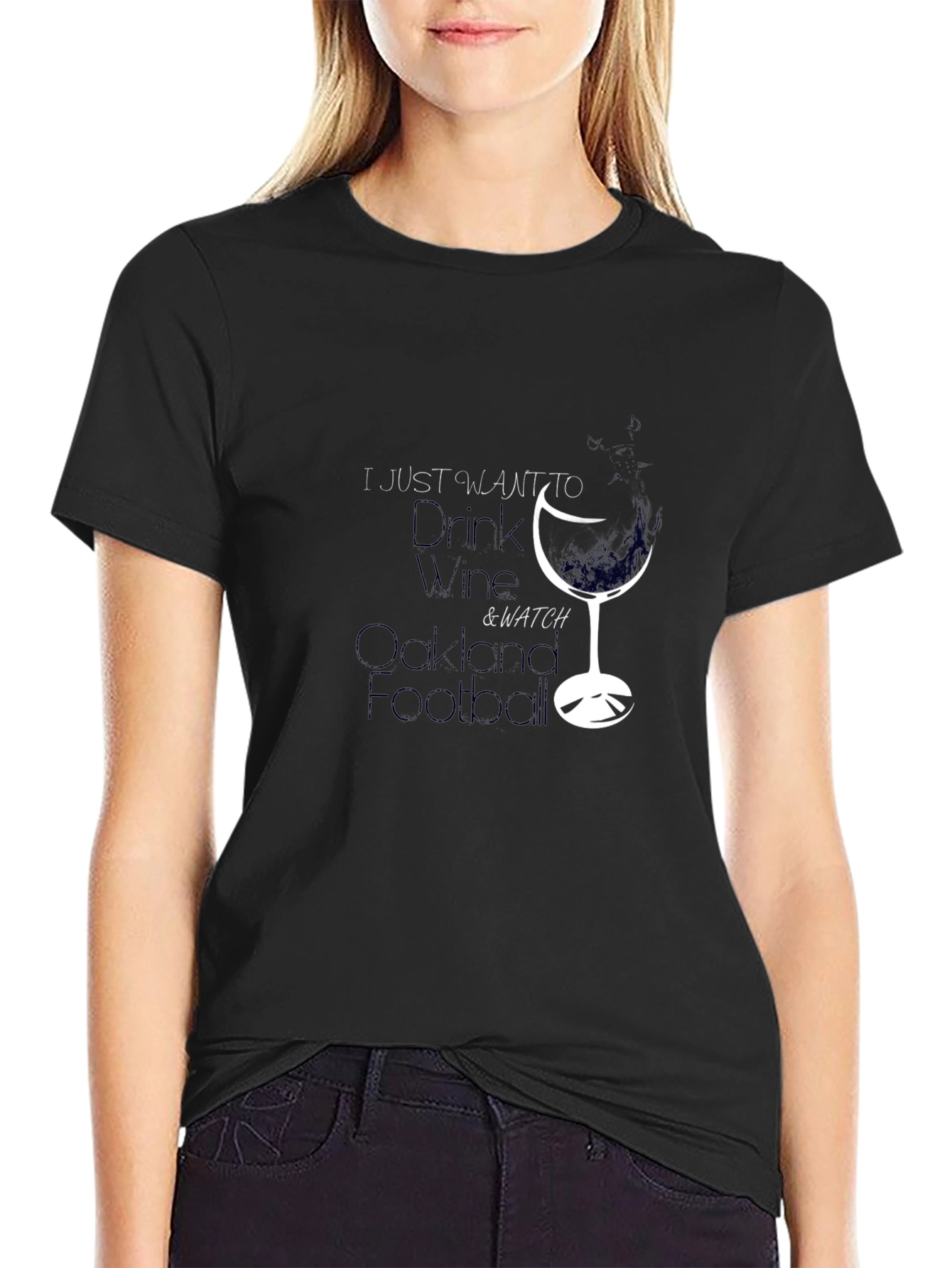 Wine & Football Black T-Shirt