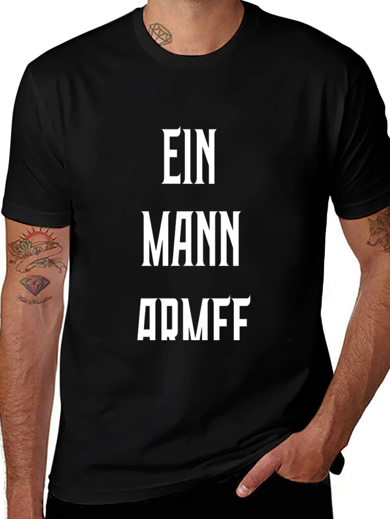 Ein Mann ARMFF Mens Black Graphic T-Shirt