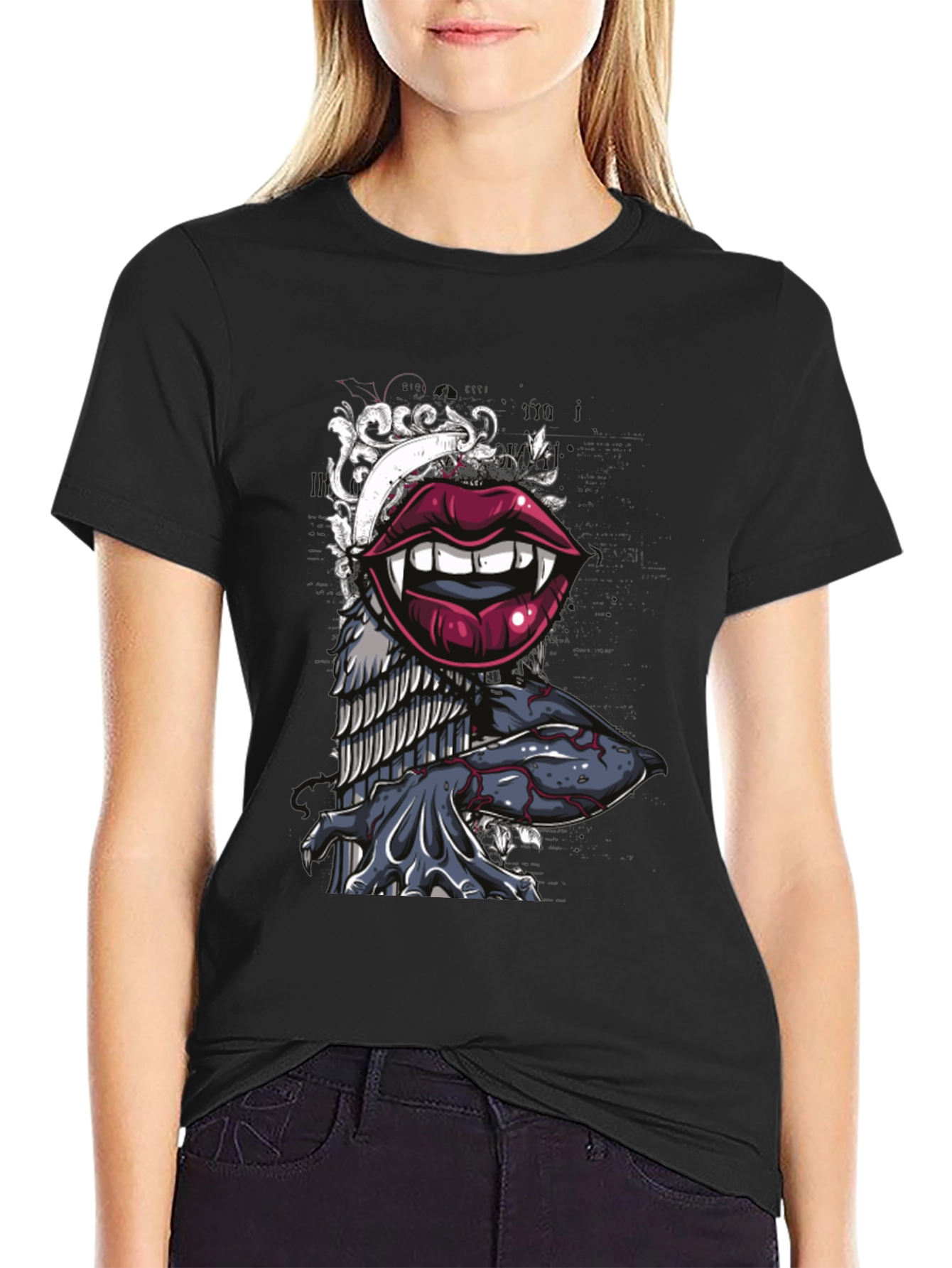 Vampire Lips Graphic Tee - Unique Design