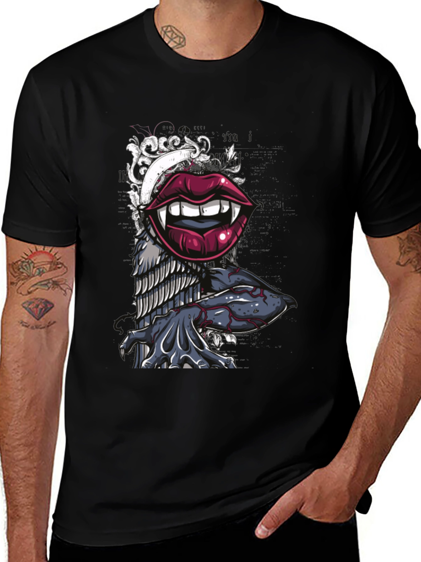 Vampire Lips Graphic Tee - Unique Design