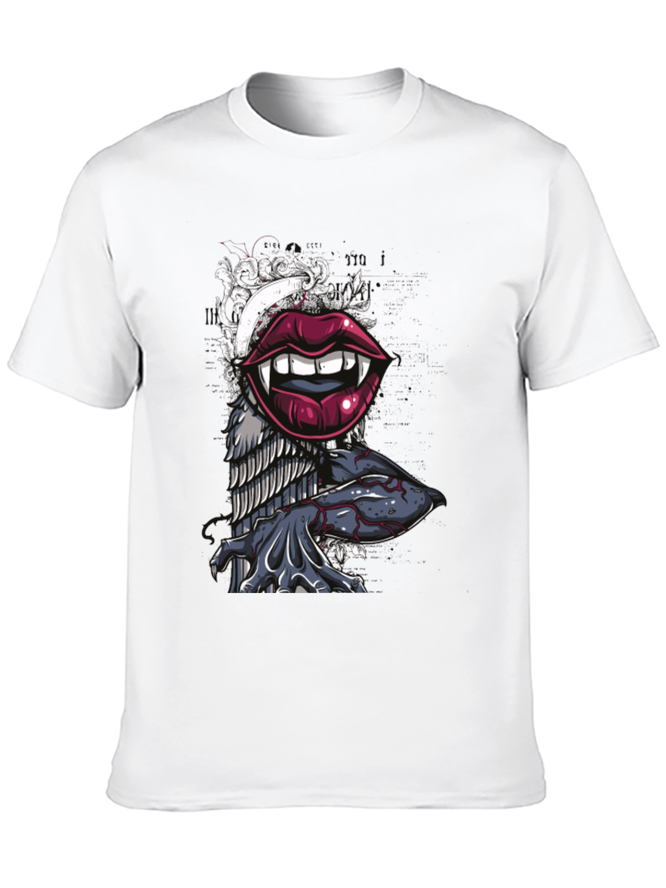 Vampire Lips Graphic Tee - Unique Design
