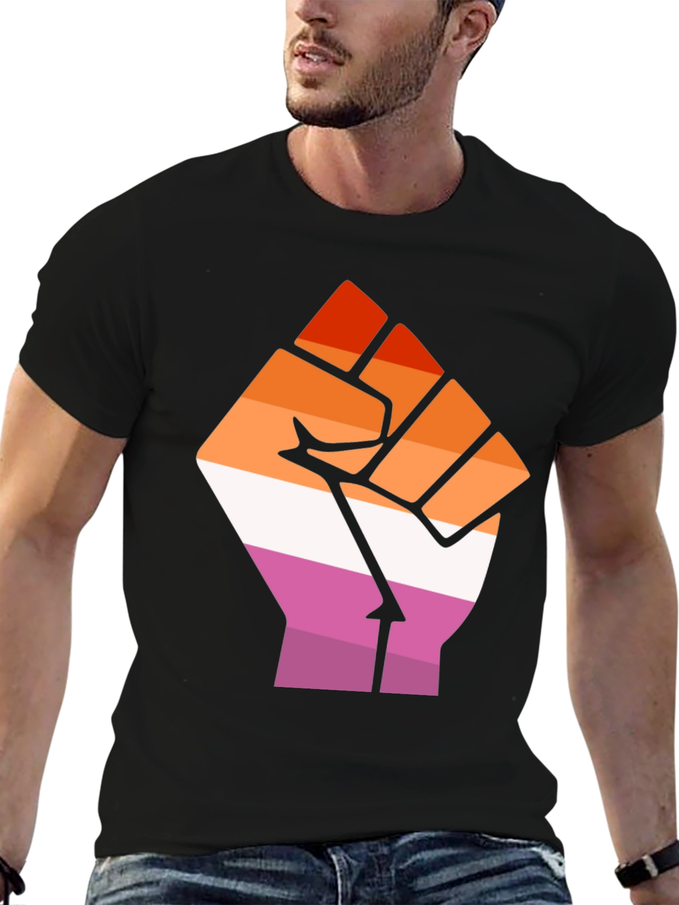 Lesbian Pride Fist Black Tee