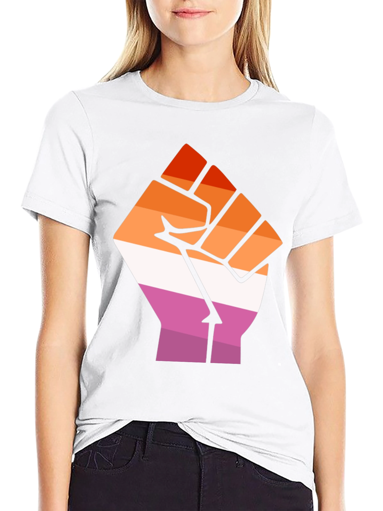 Lesbian Pride Fist Black Tee