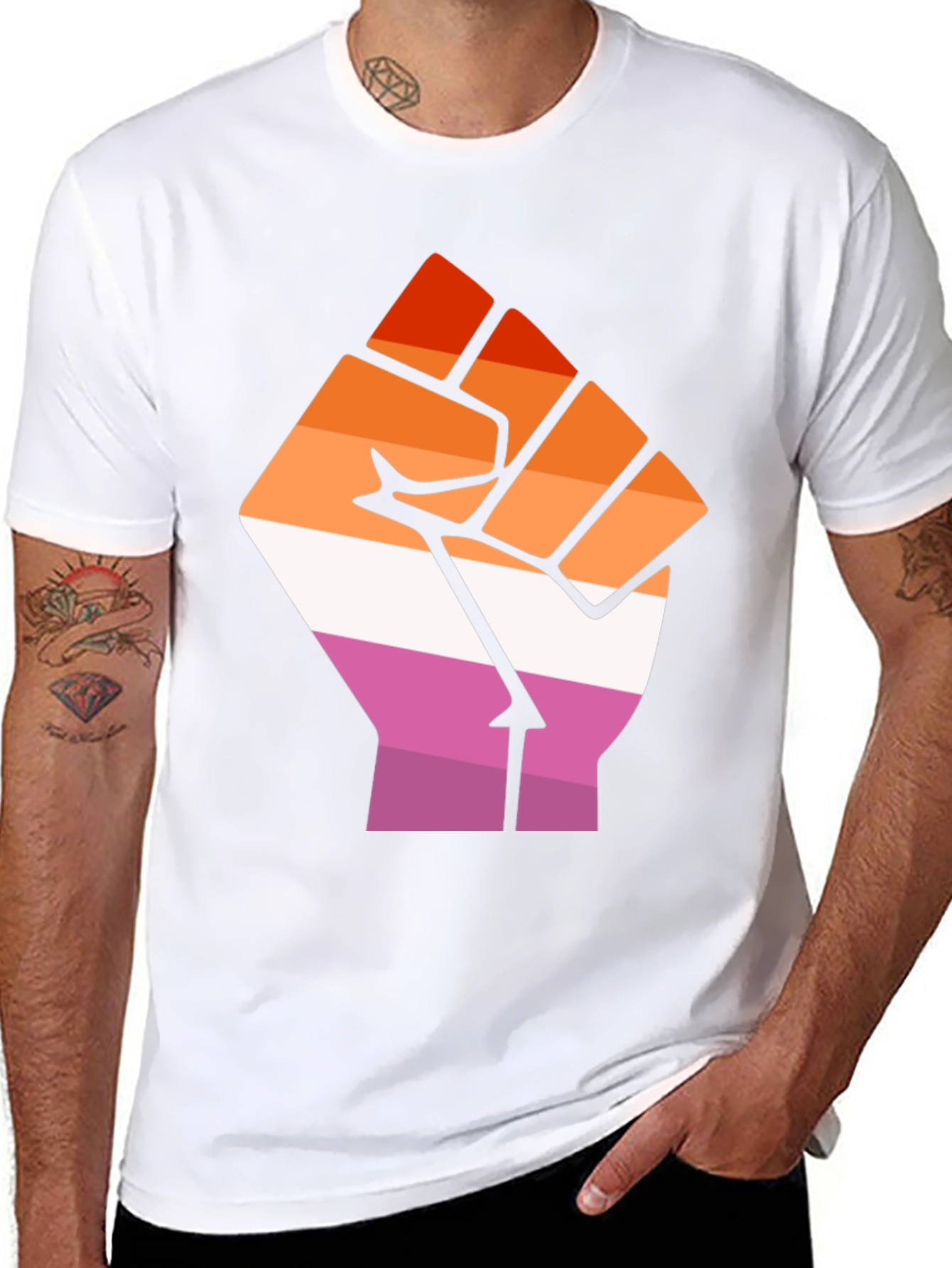 Lesbian Pride Fist Black Tee