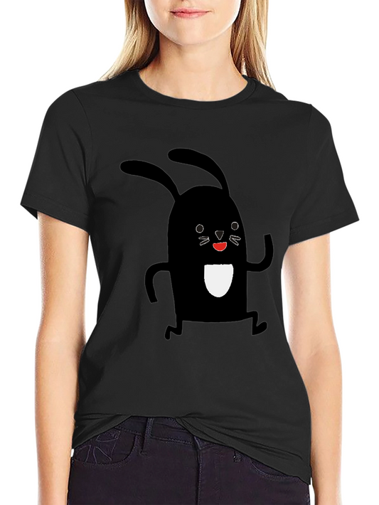 Black Rabbit Graphic Tee - Soft Cotton Casual Shirt