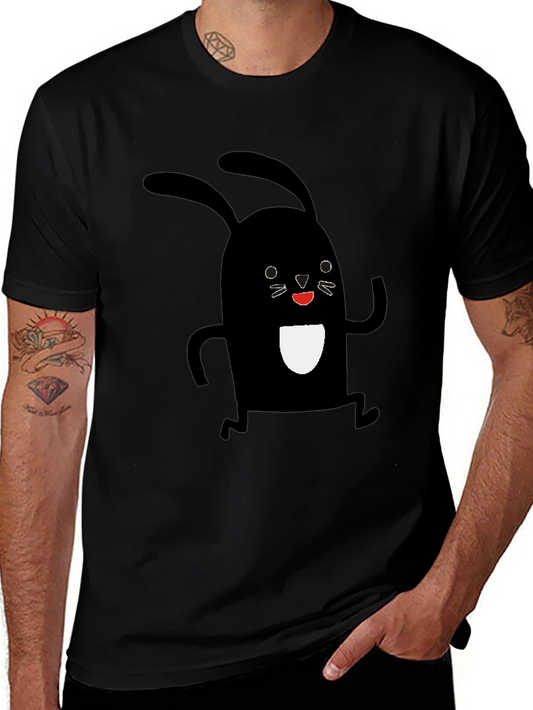 Black Rabbit Graphic Tee - Soft Cotton Casual Shirt