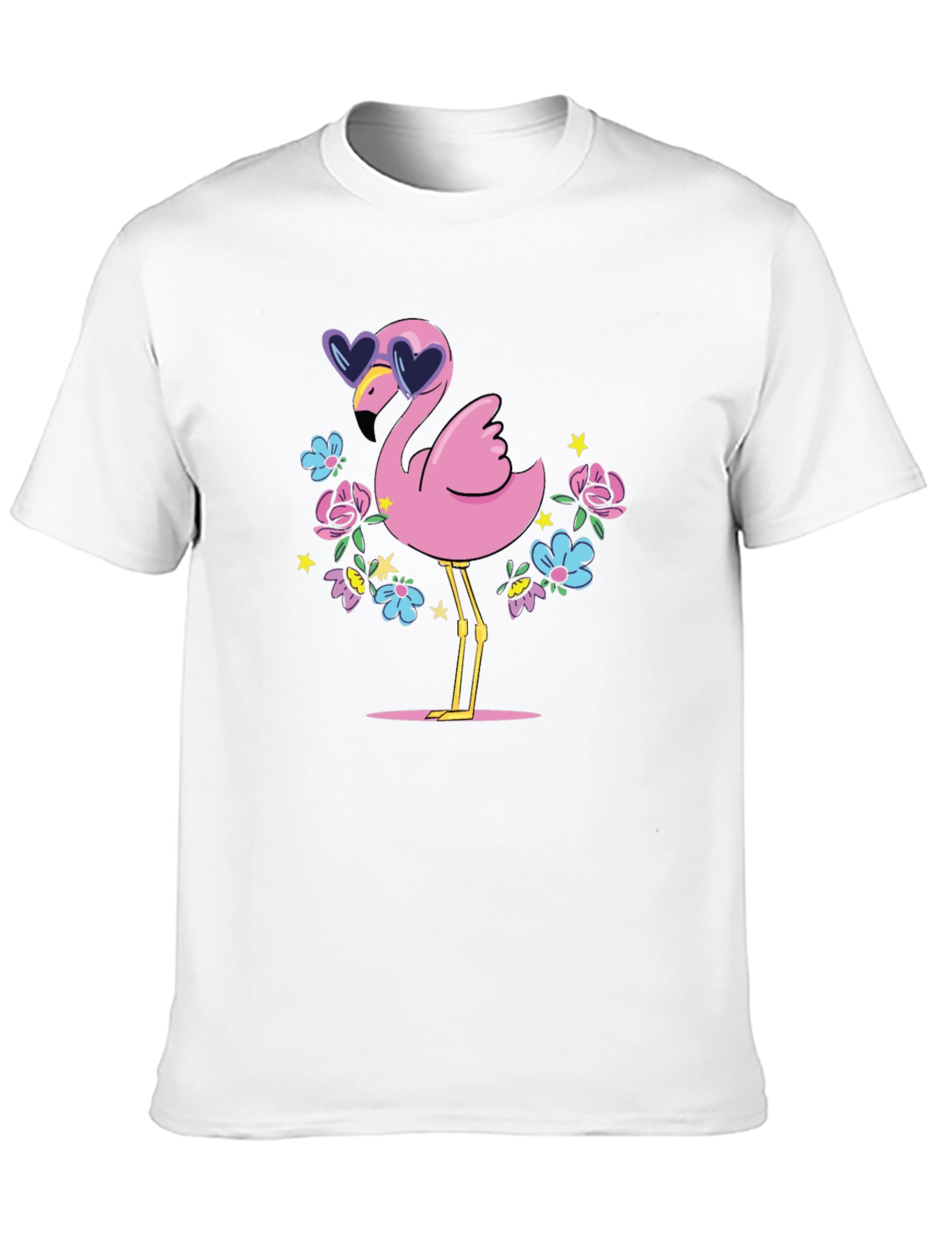 Fun Flamingo Graphic Tee - Black Cotton T-Shirt