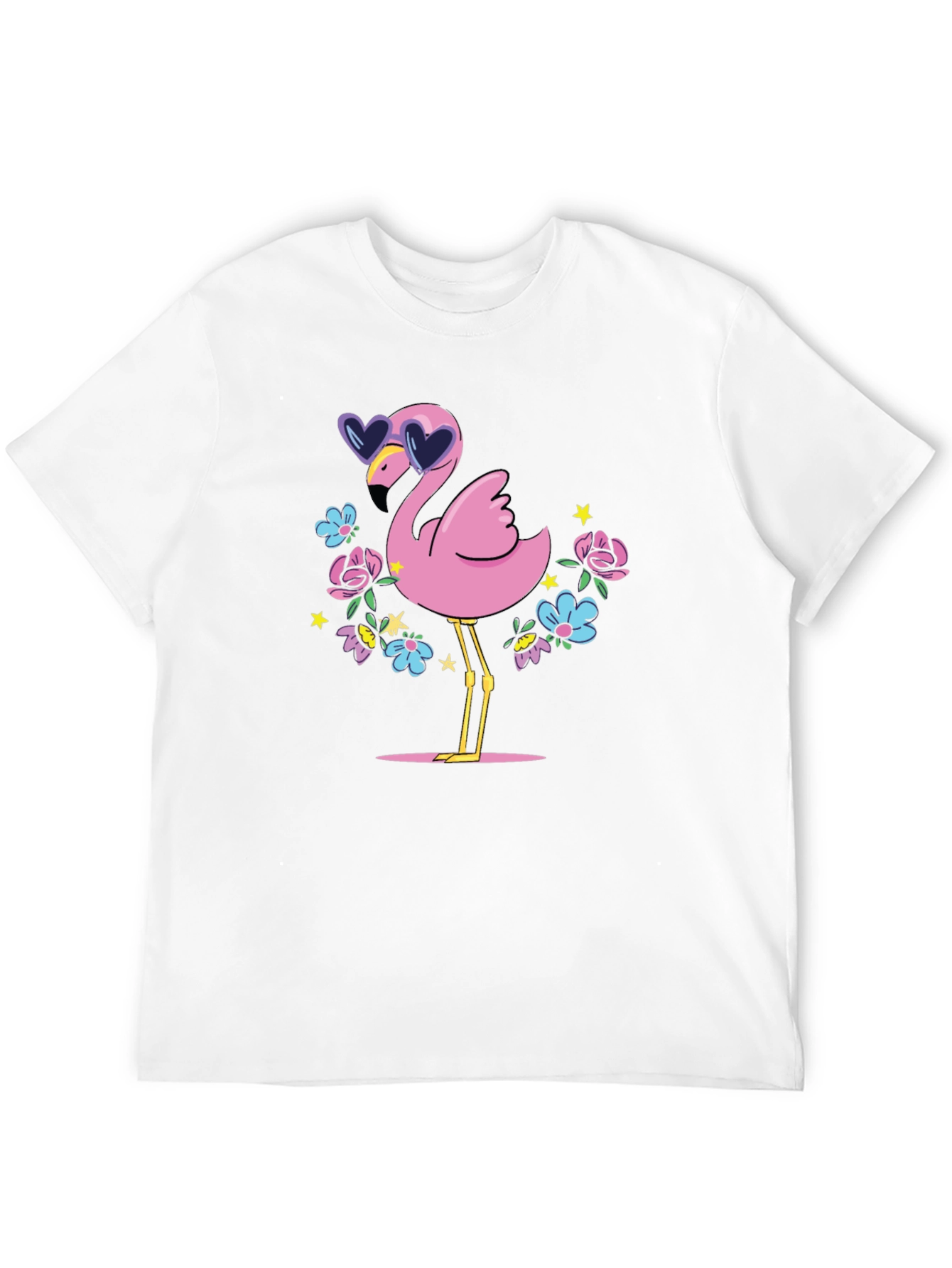 Fun Flamingo Graphic Tee - Black Cotton T-Shirt