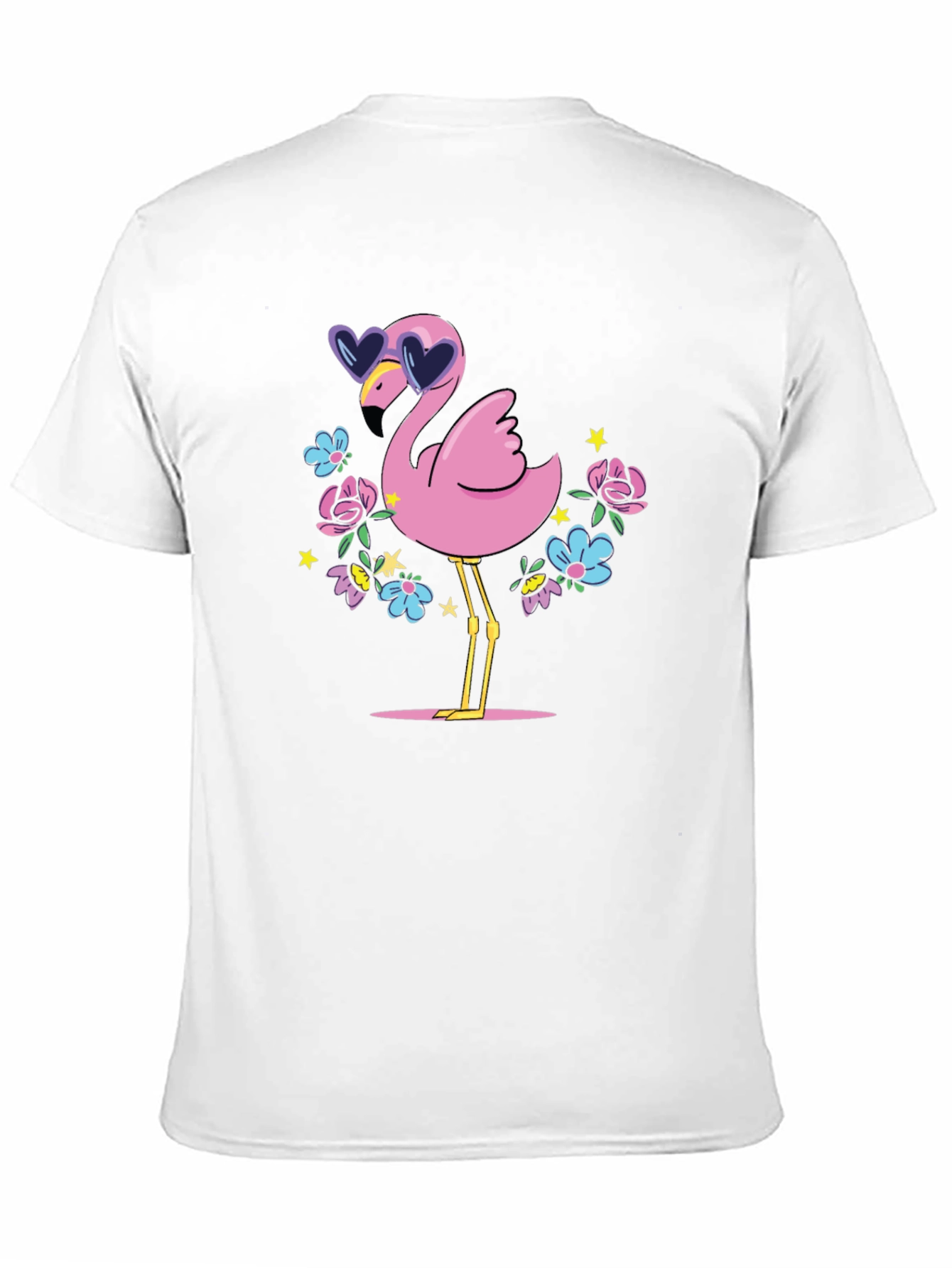 Fun Flamingo Graphic Tee - Black Cotton T-Shirt