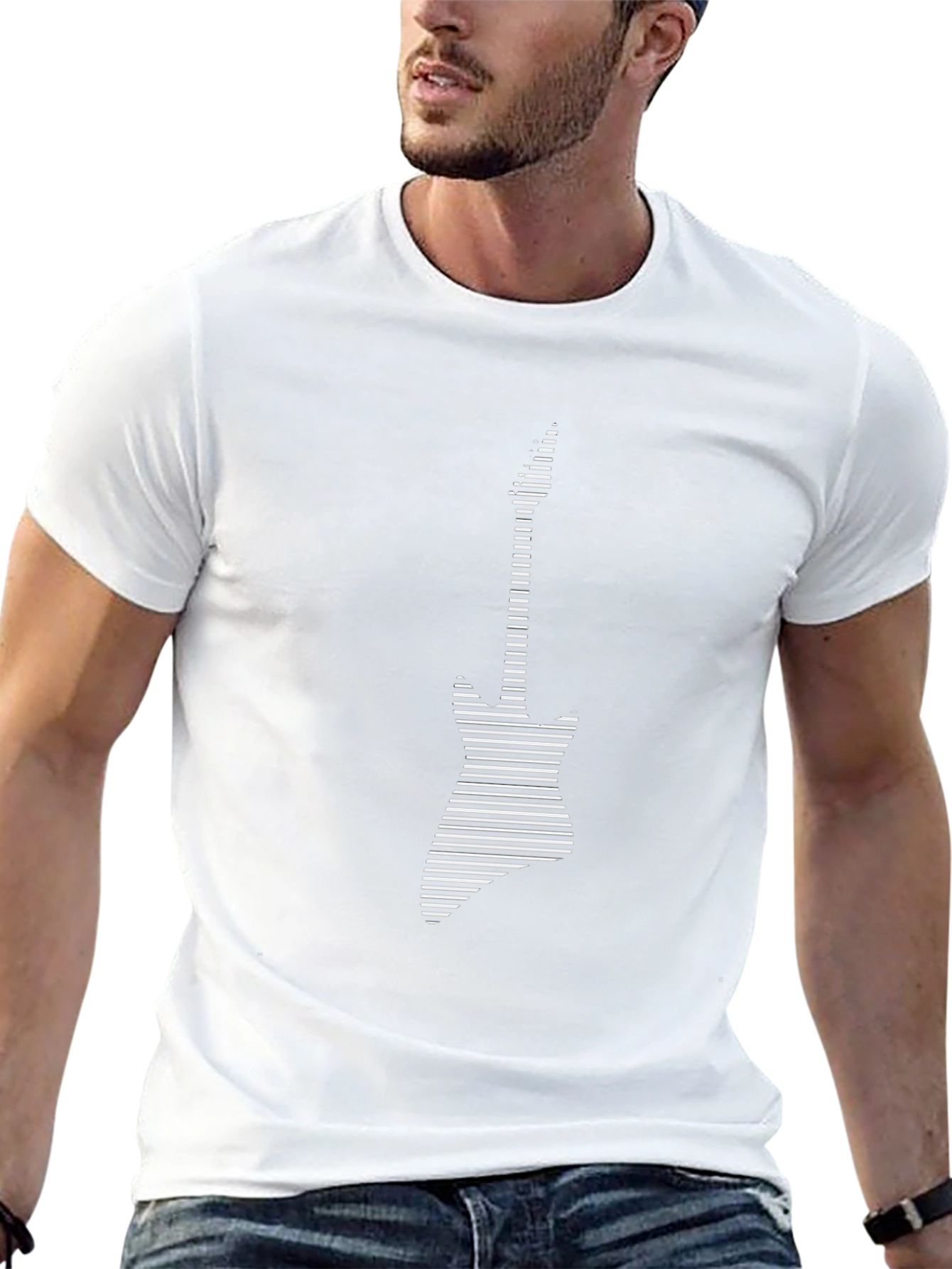 Stripped Electric Guitar Graphic Tee - Black