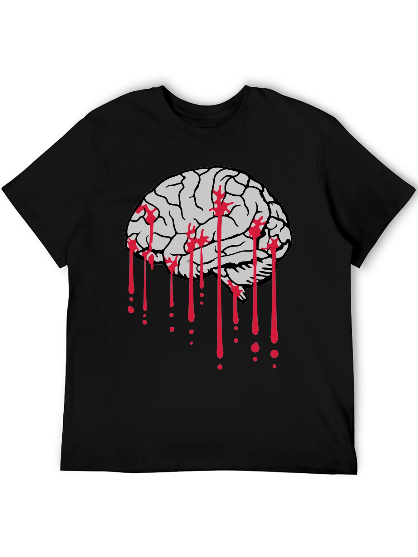 Bloody Brain Graphic Tee - Black Cotton T-Shirt