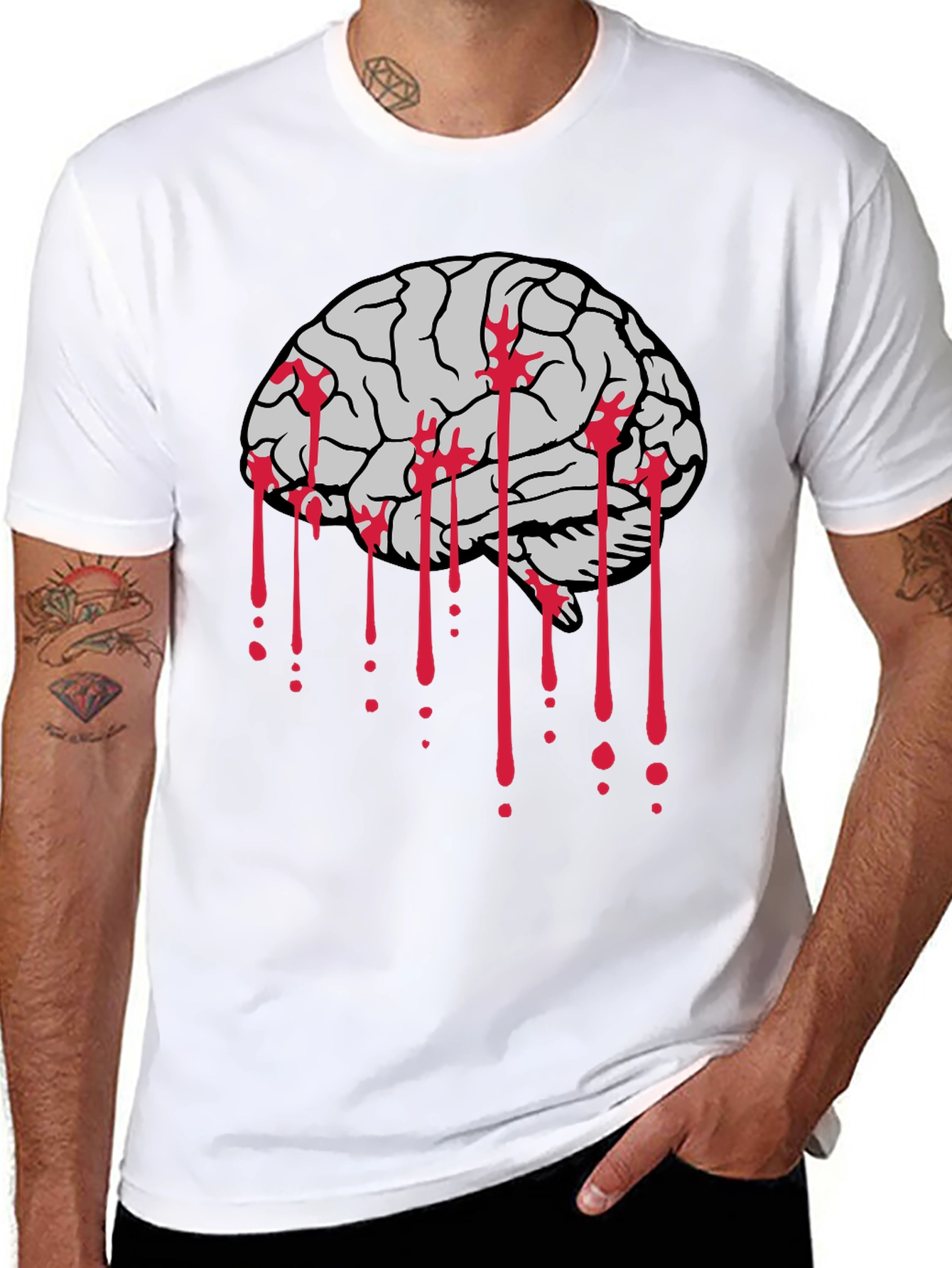 Bloody Brain Graphic Tee - Black Cotton T-Shirt