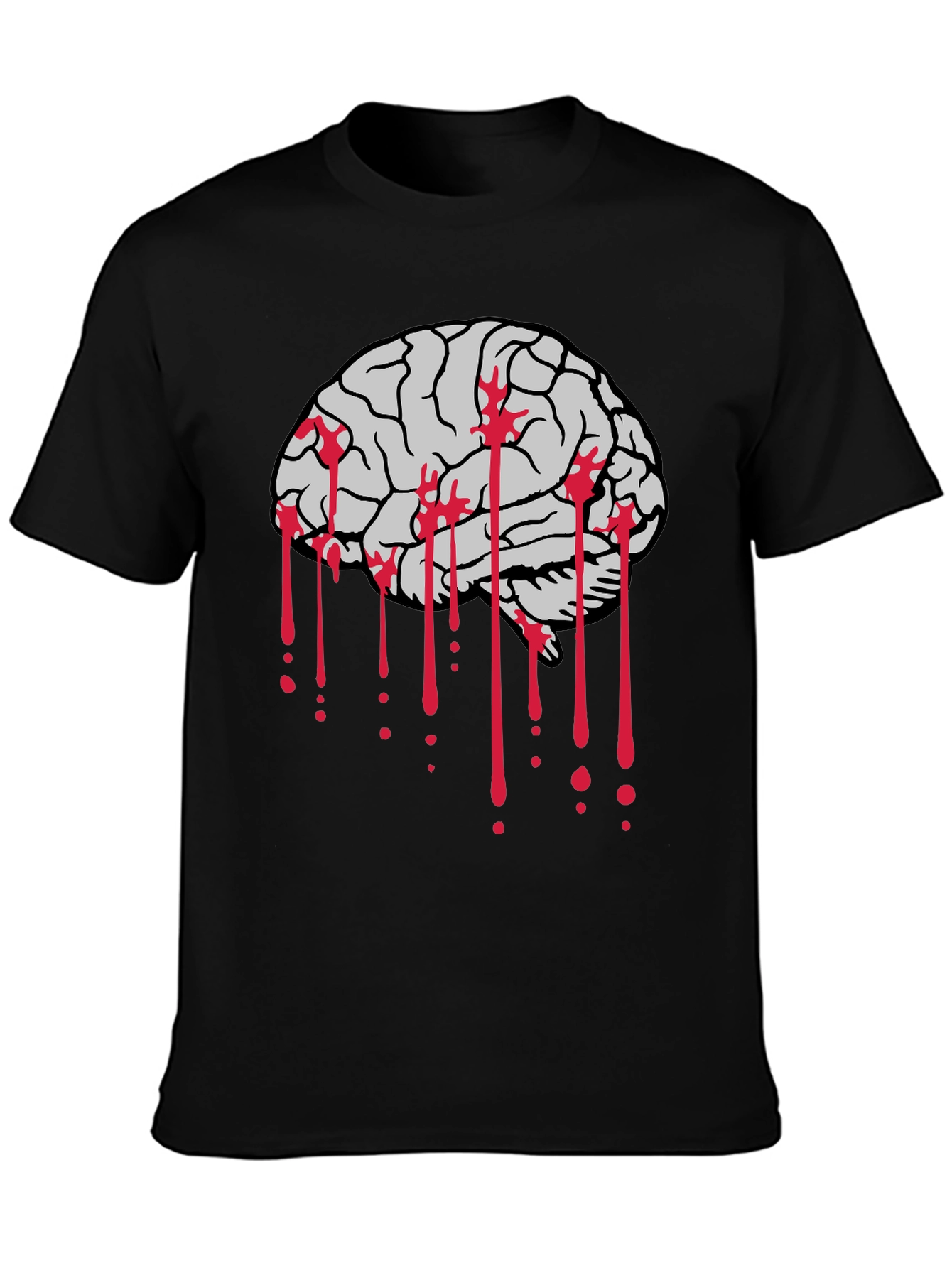 Bloody Brain Graphic Tee - Black Cotton T-Shirt