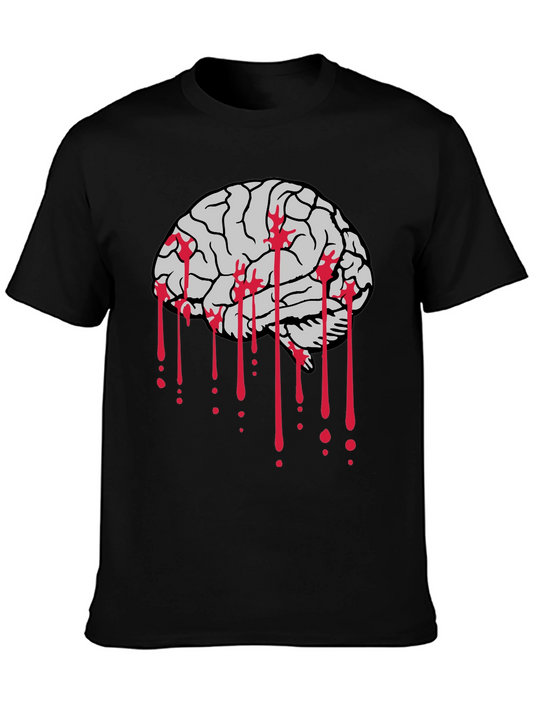 Bloody Brain Graphic Tee - Black Cotton T-Shirt