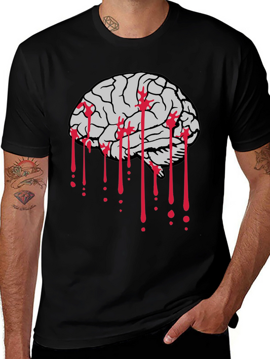 Bloody Brain Graphic Tee - Black Cotton T-Shirt