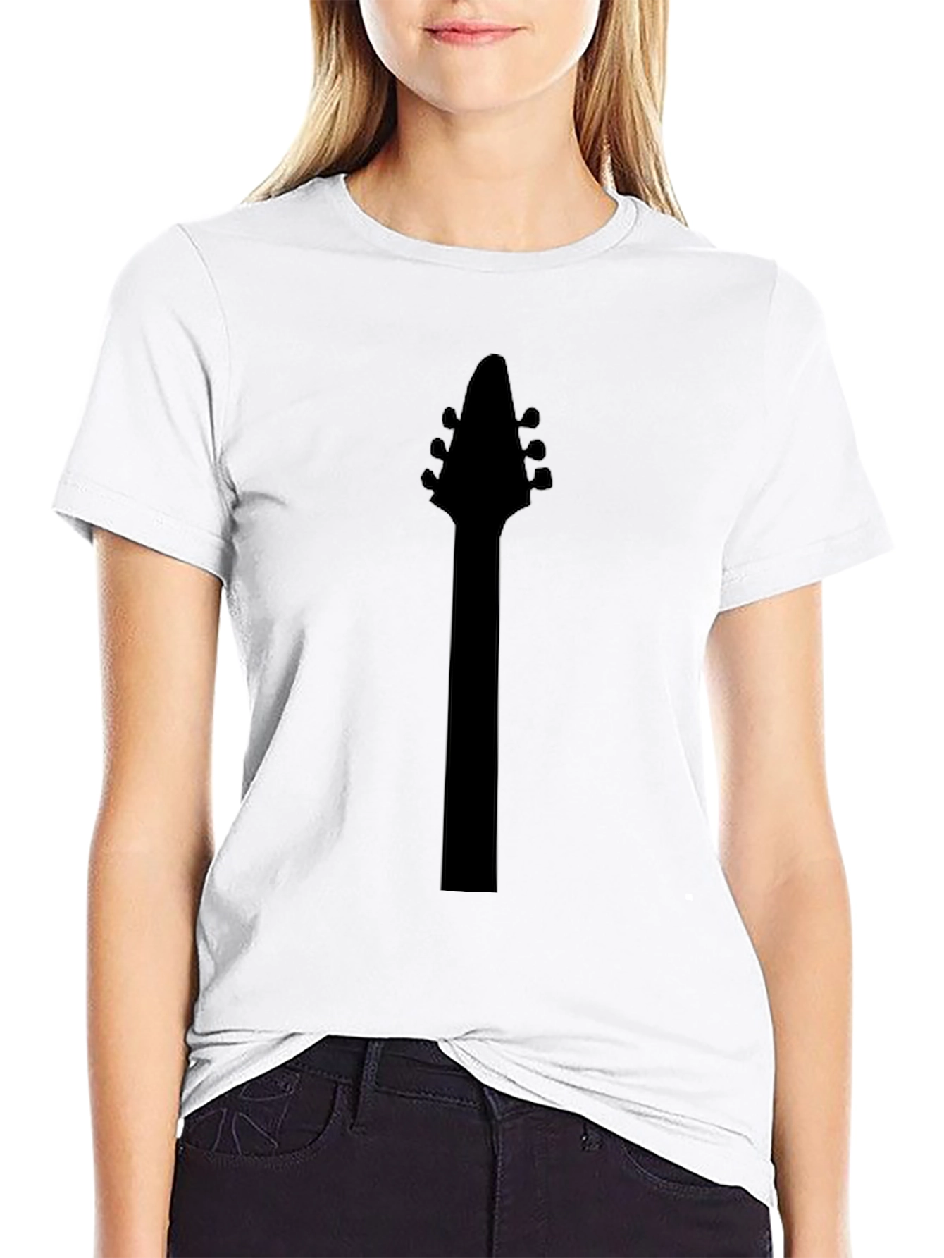Black Guitar Neck Graphic Tee - Rocker Style