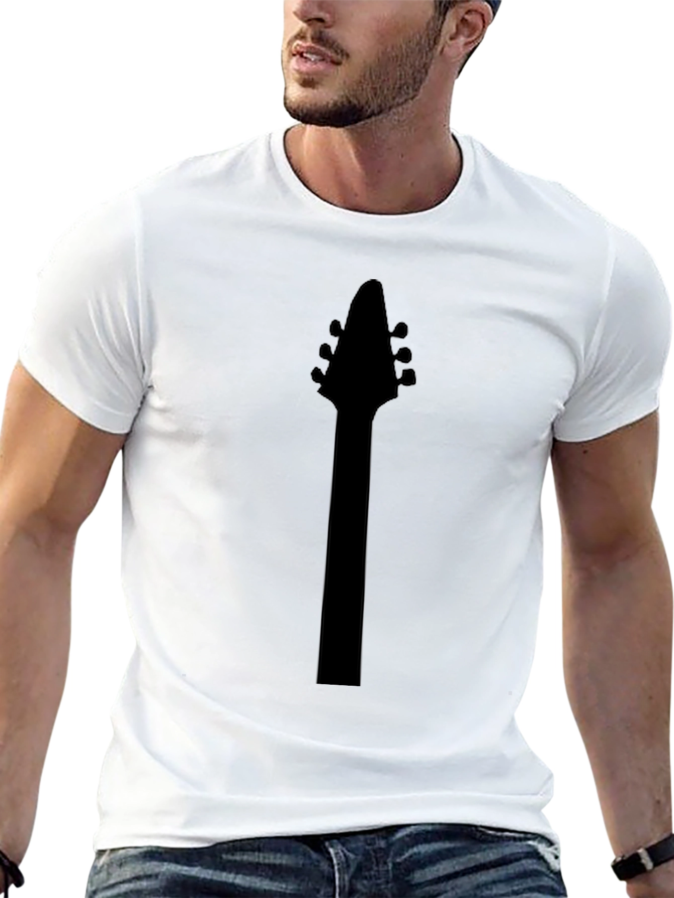 Black Guitar Neck Graphic Tee - Rocker Style