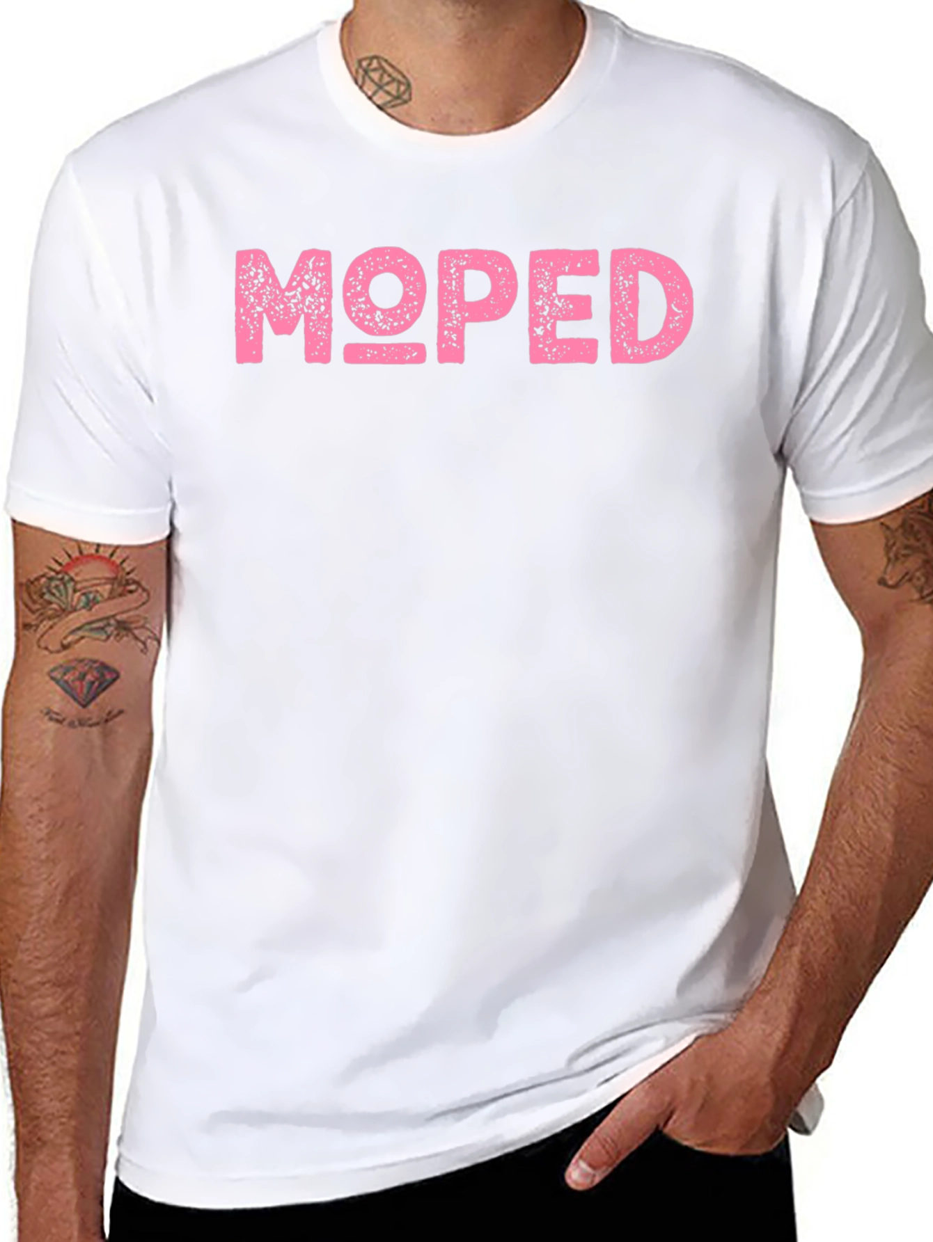 Pink Moped Graphic Black T-Shirt