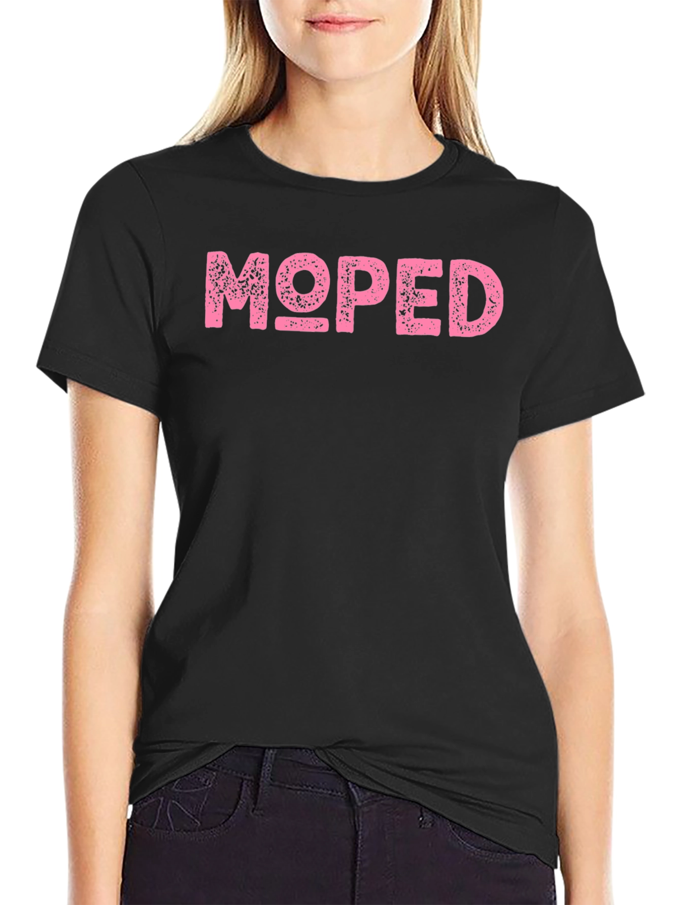 Pink Moped Graphic Black T-Shirt